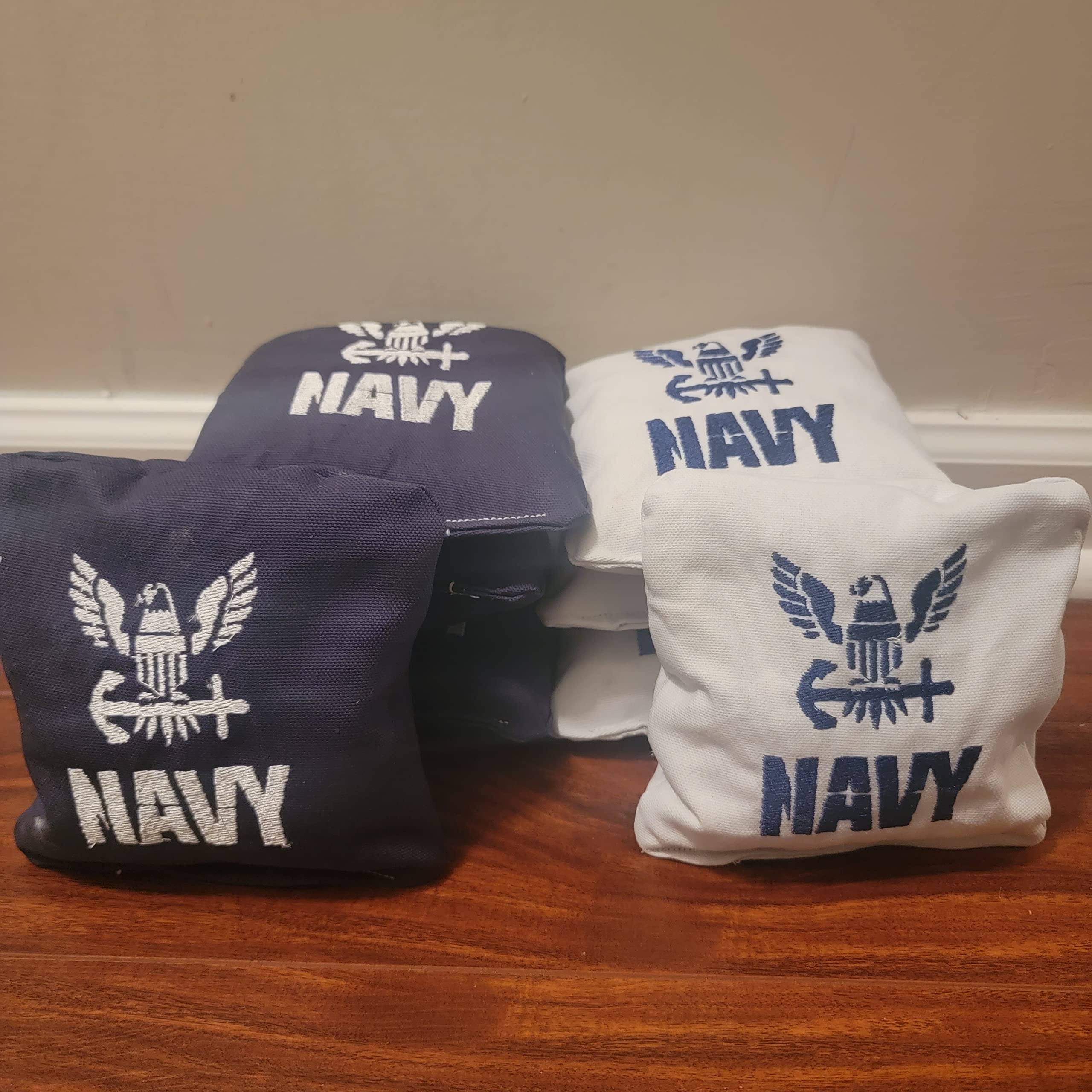 Premium United States Navy Cornhole Bags Set of 8 - Durable Outdoor Bean Bags for Backyard Games, Tailgating, and Military-Themed Parties