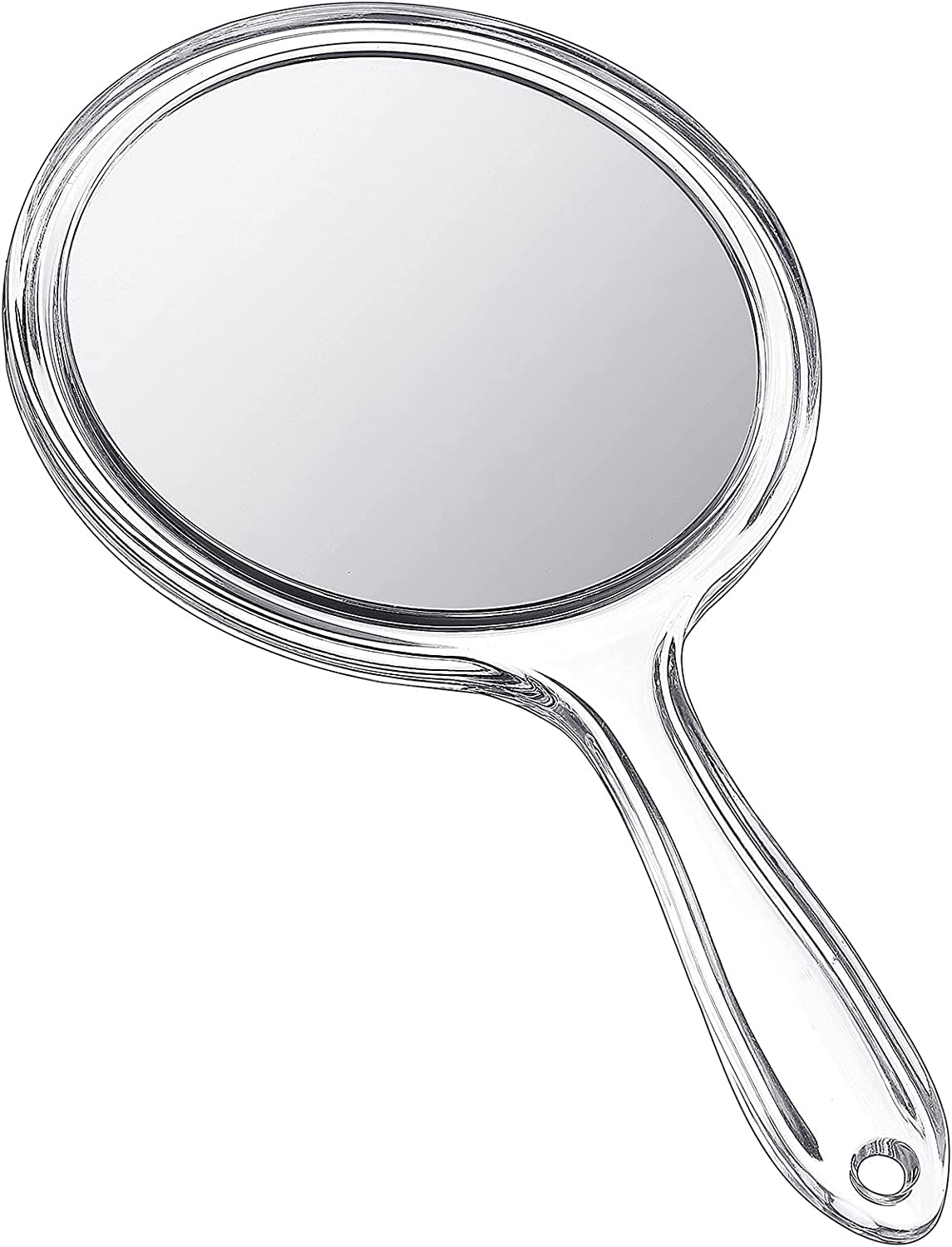 MEPOINT Double-Sided Makeup Mirror with 1X/2X Magnification - Handheld & Wall Mount Vanity Mirror, Round Transparent Frame, Multiple Colors for Bathroom & Bedroom Makeup Application