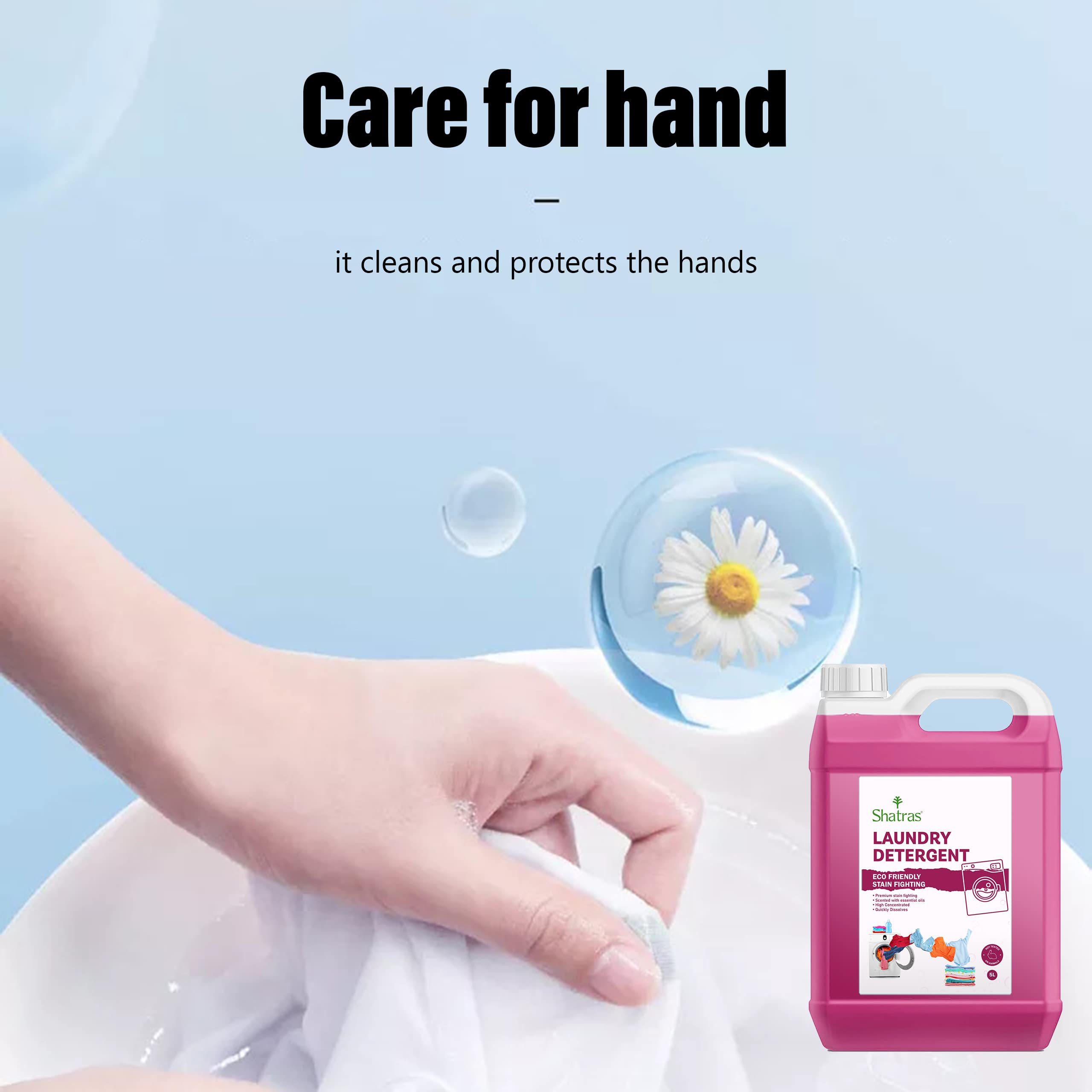Shatras Liquid Laundry Detergent 5L - Concentrated Fabric Softener for Top Load & Front Load Washing Machines | Gentle on Clothes | Ideal for Family Use, Hand Wash & Delicate Garments | Fresh Scent | 5 Liters (Pack of 1) | Perfect for Large Loads, Stain Removal & Everyday Laundry Needs