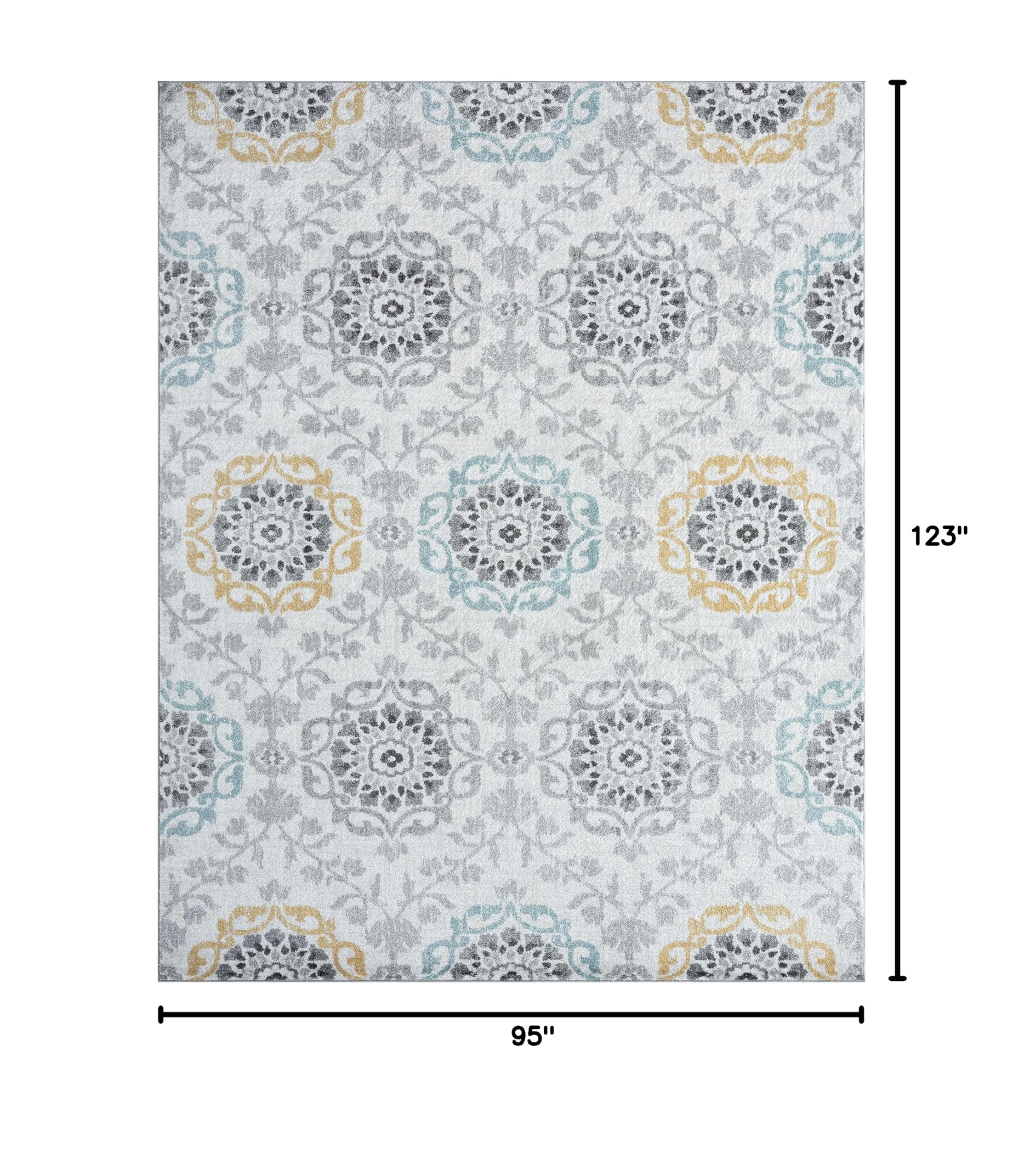 Tayse Josephine Cream 8x10 Rectangle Area Rug - Transitional Floral Design for Living Room, Bedroom & Dining Room - Perfect for Home Decor & Cozy Spaces