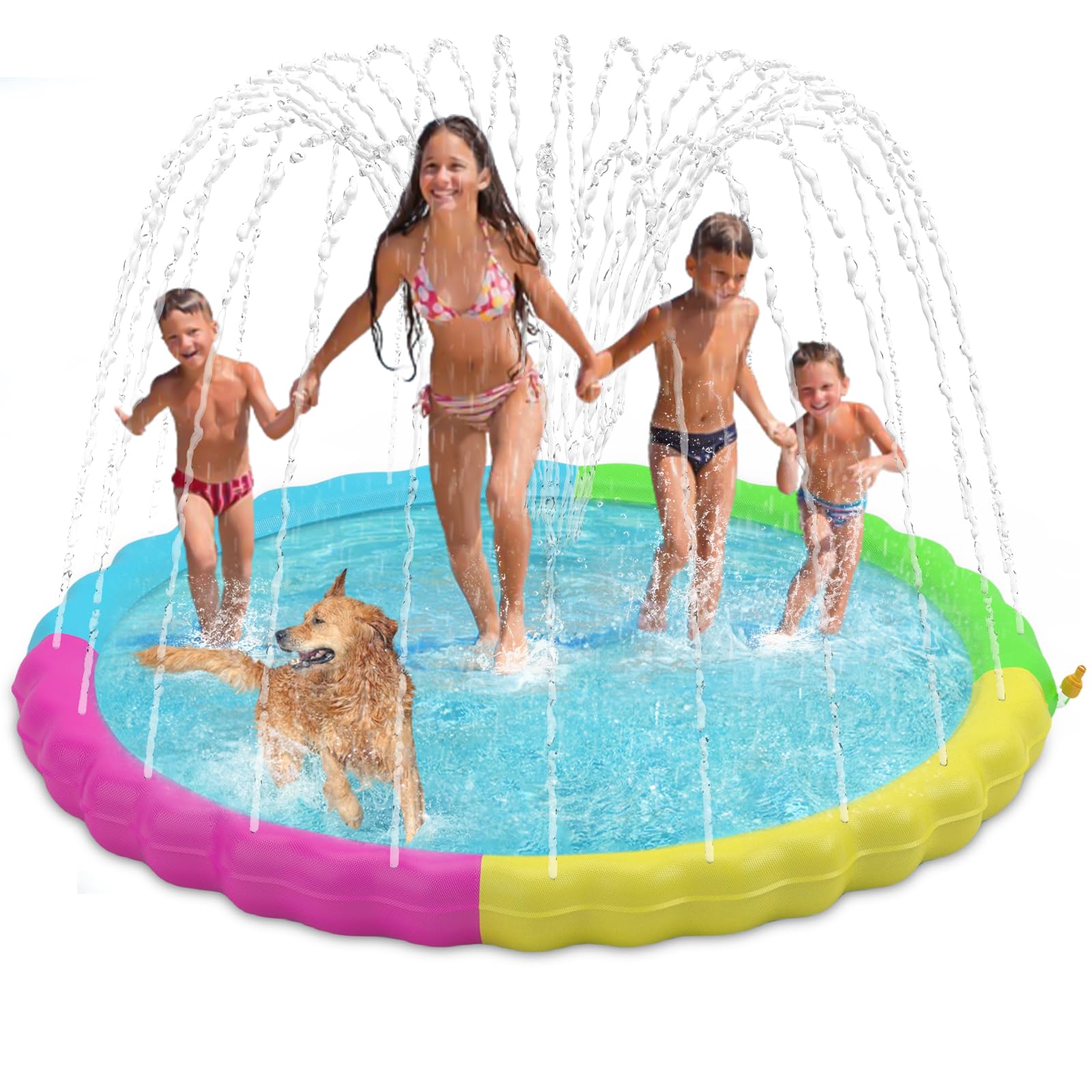 **Heeyoo Splash Pad for Kids - Non-Slip Outdoor Water Play Mat for Toddlers & Dogs | Summer Sprinkler Pool, Thick & Scratch-Resistant | Perfect for Backyard, Park, and Beach Fun**