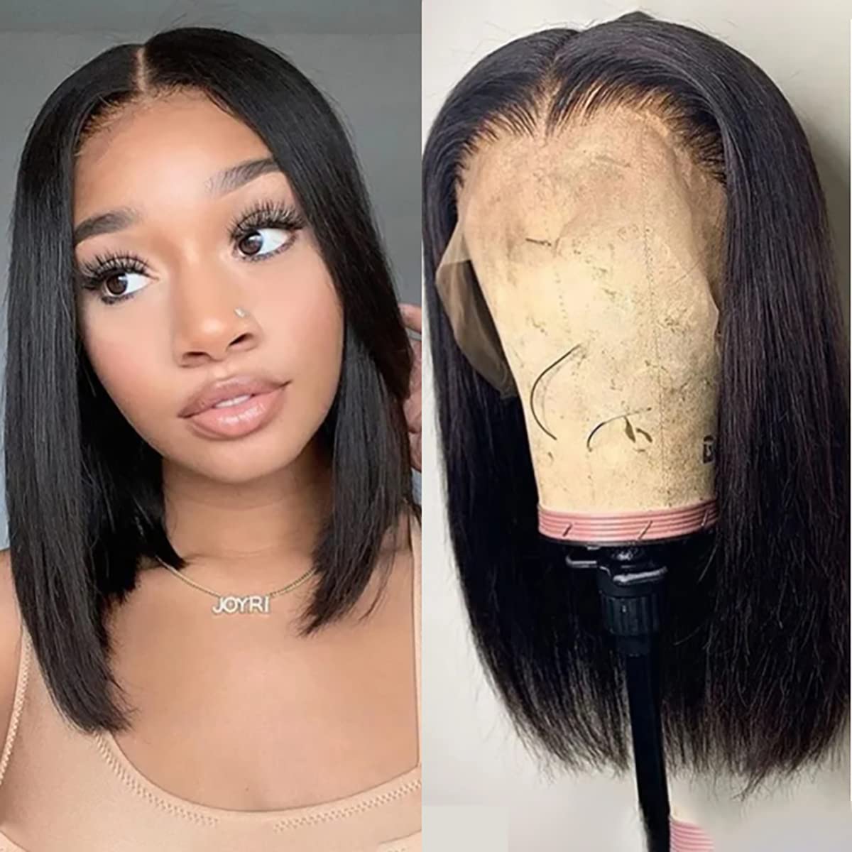 14 Inch Short Bob Wig Straight 13x4 HD Transparent Lace Front Human Hair Wig - 150% Density Glueless Lace Frontal Wig with Pre-Plucked Baby Hair for Black Women (Natural Color) | Perfect for Daily Wear, Cosplay & Special Occasions