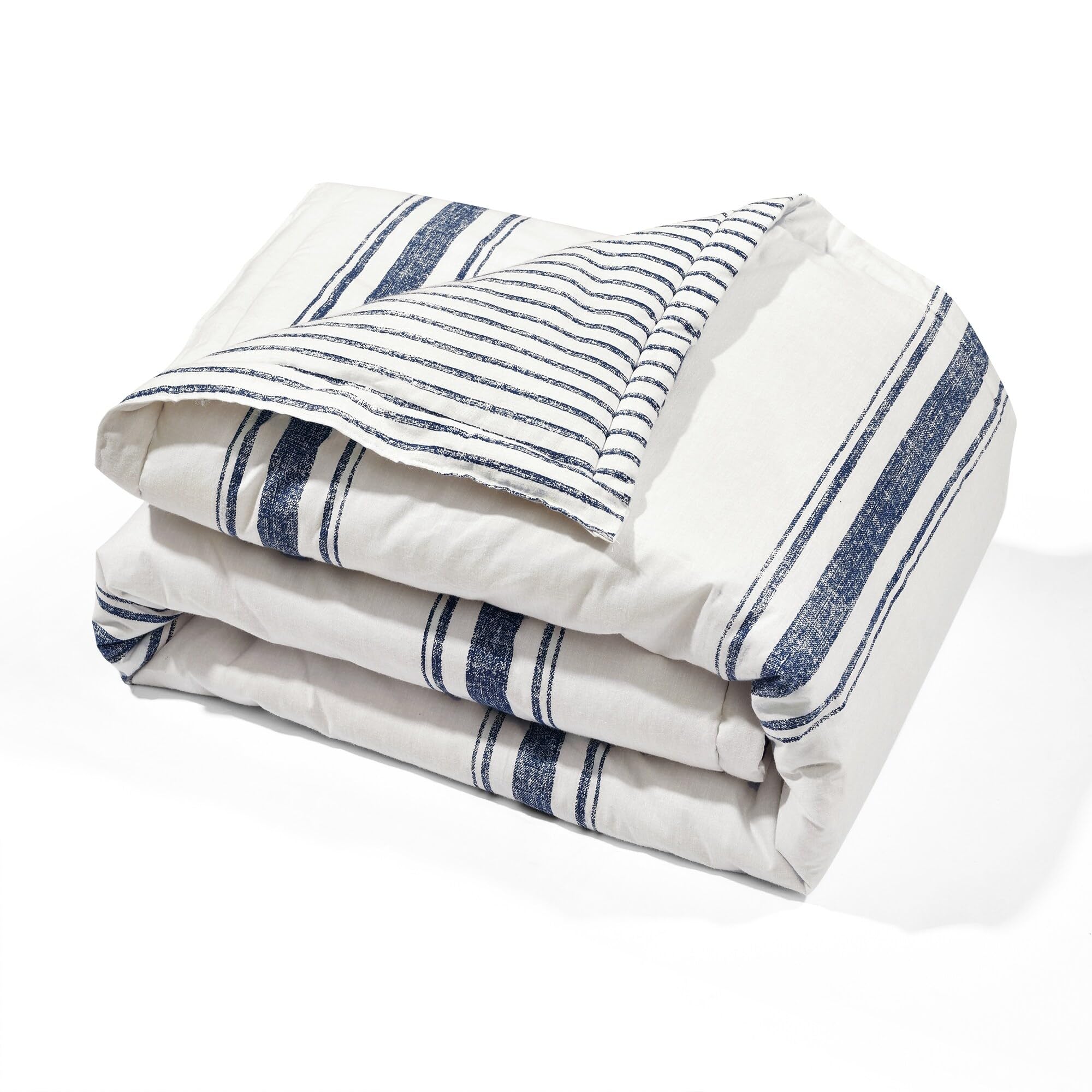 Farmhouse Stripe Reversible Throw Blanket - Navy 50x60