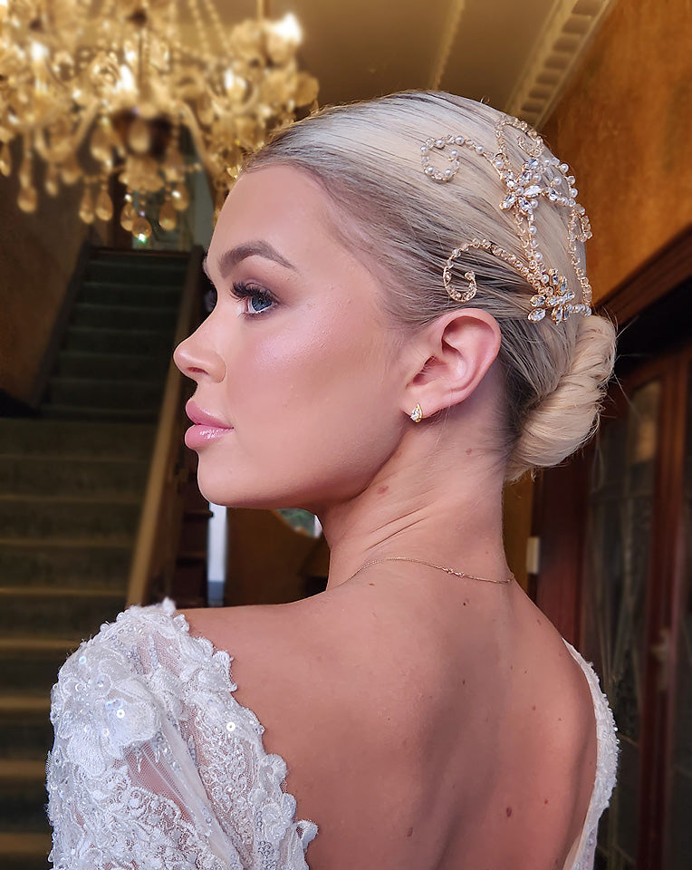 Elegant Wedding Headpiece Set with Soft Statement Pearls & Crystals – Mona Bridal Hair Accessory by Kezani | Perfect for Brides, Bridesmaids & Special Occasions
