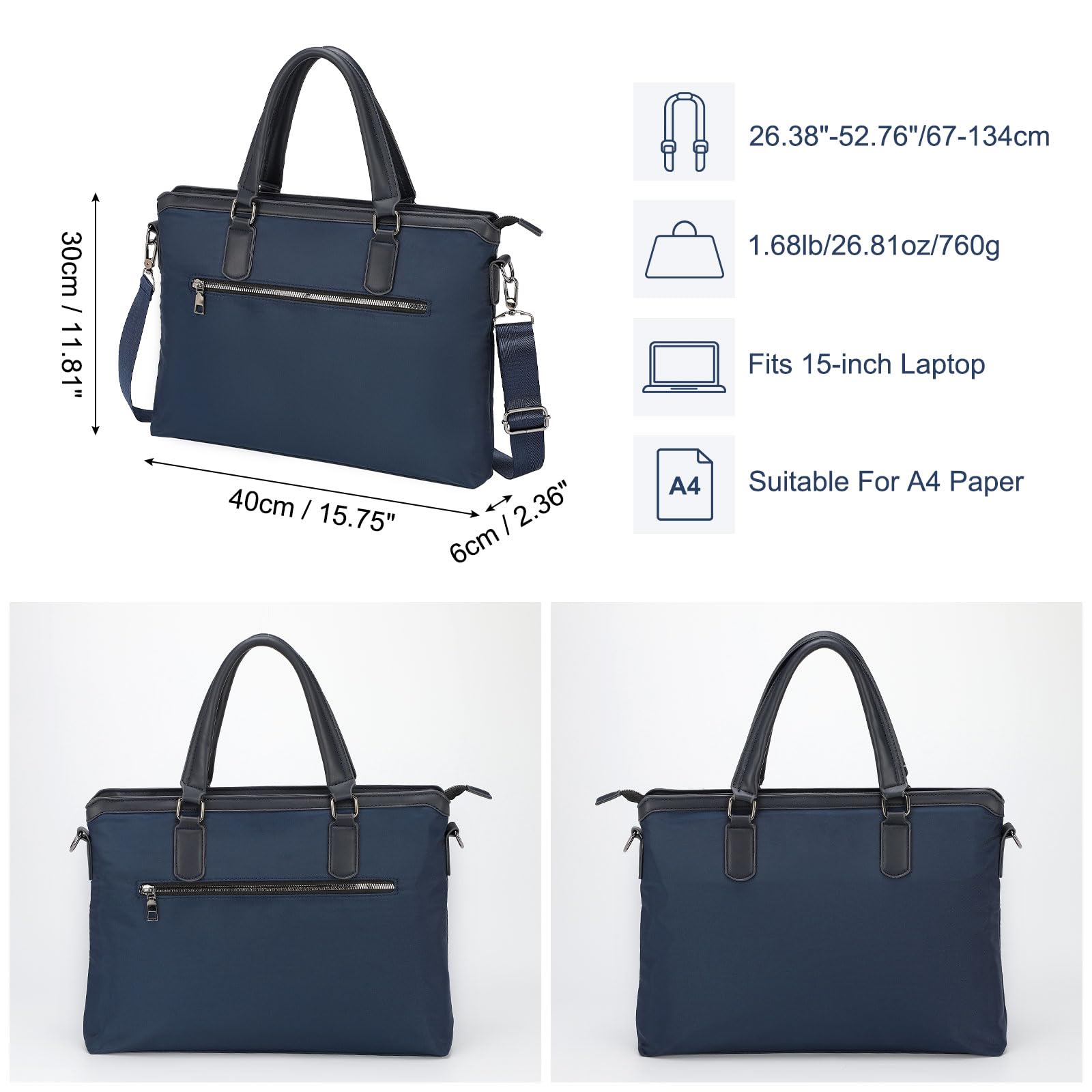 Premium Laptop Briefcase Bag - Oxford Business Travel Bag with Removable Adjustable Shoulder Strap for Men & Women - Perfect for Office, Commuting, and Business Trips