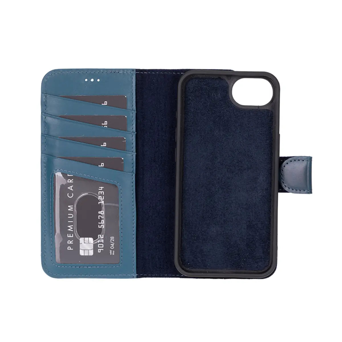 Premium Burnished Blue Leather Wallet Case for iPhone 16e - Slim Protective Phone Cover with Card Slots | Perfect for Everyday Use, Travel & Business Meetings