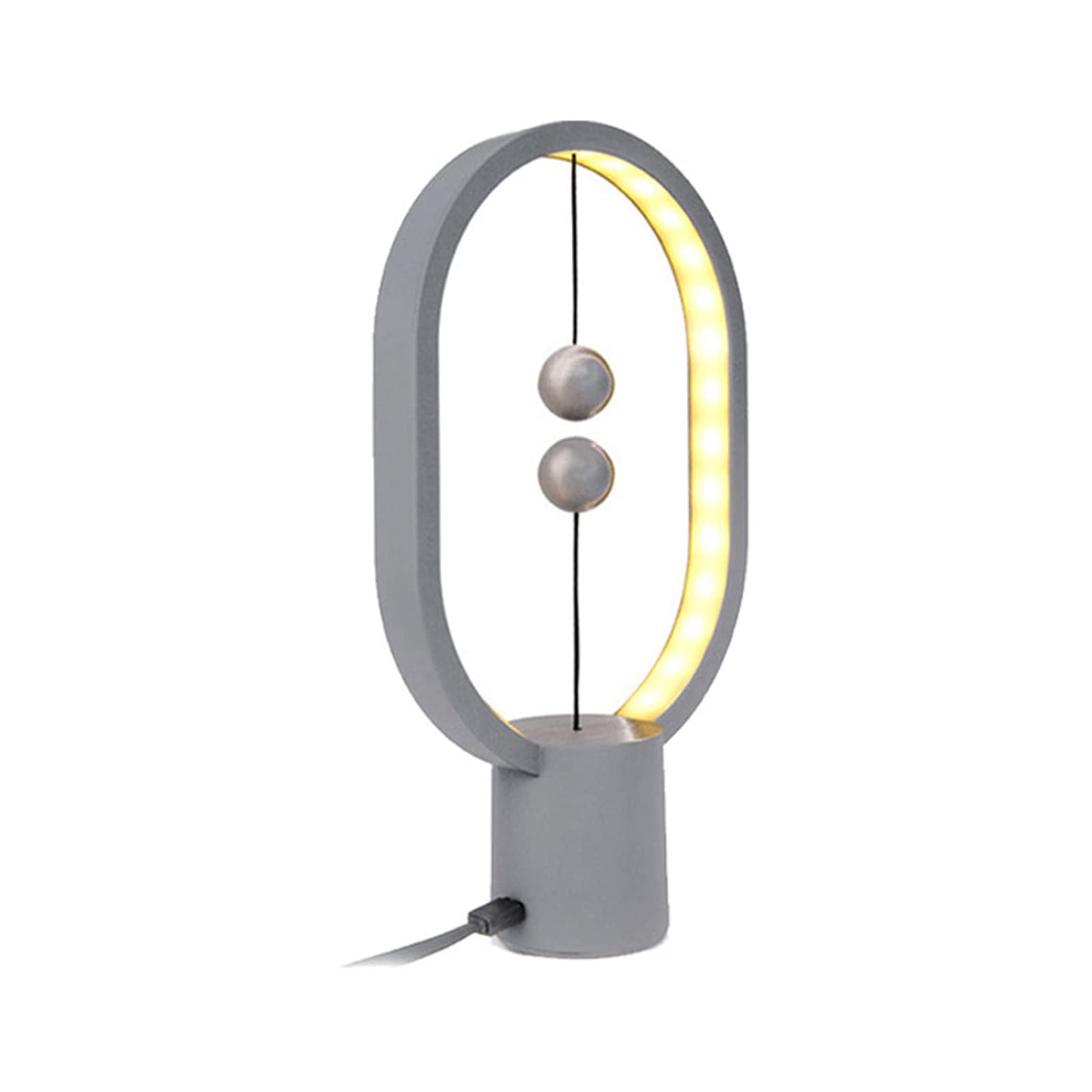Balance Light - LED Oval Table Lamp with Magnetic Switch & USB Charging, Silver Night Light for Bedroom, Office, and Home Decor | Perfect for Reading, Working, and Creating Cozy Atmosphere