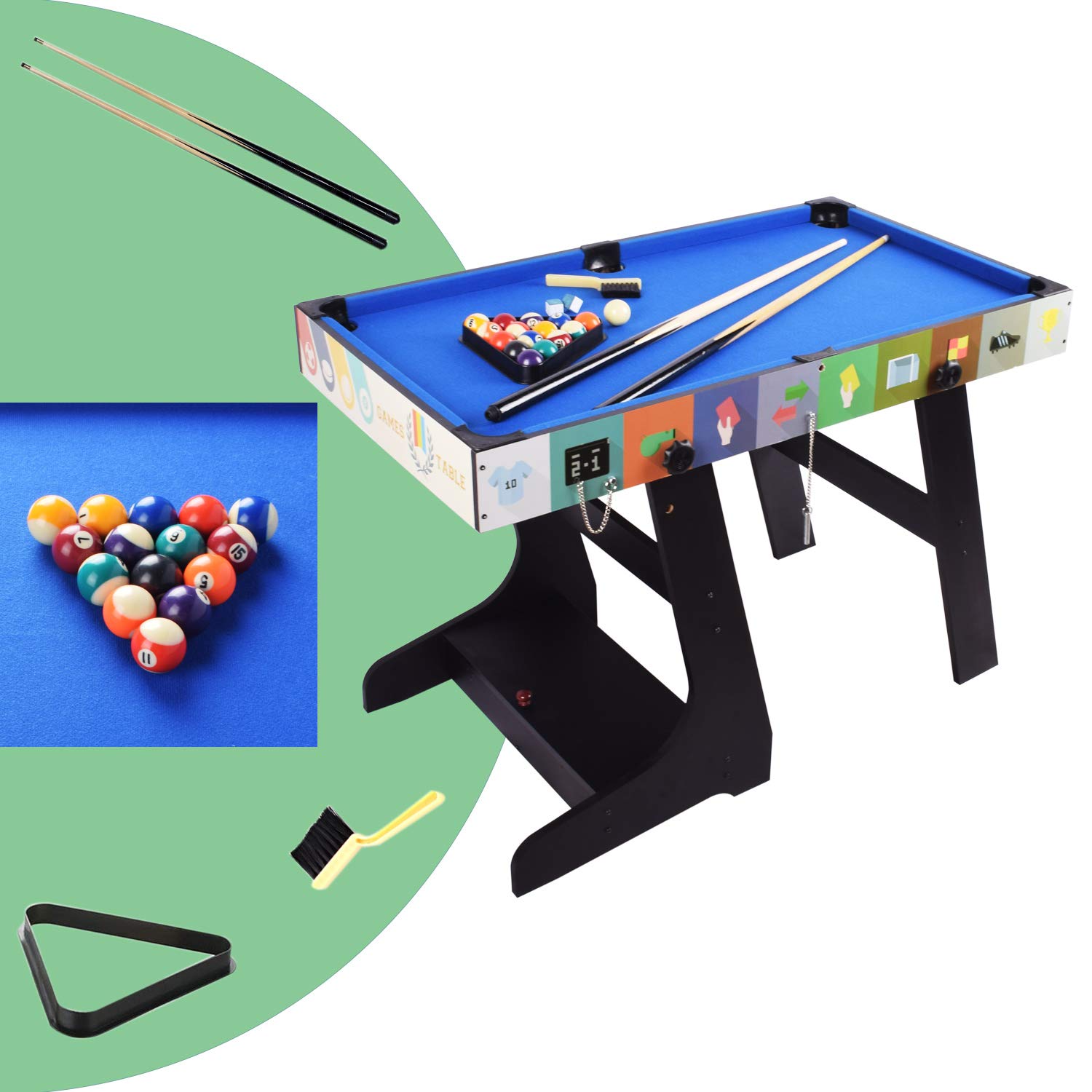 4-in-1 Multi-Game Table - 4FT Folding Pool, Air Hockey, Ping Pong & Foosball Table with Storage | Perfect for Game Rooms, Basements & Family Entertainment