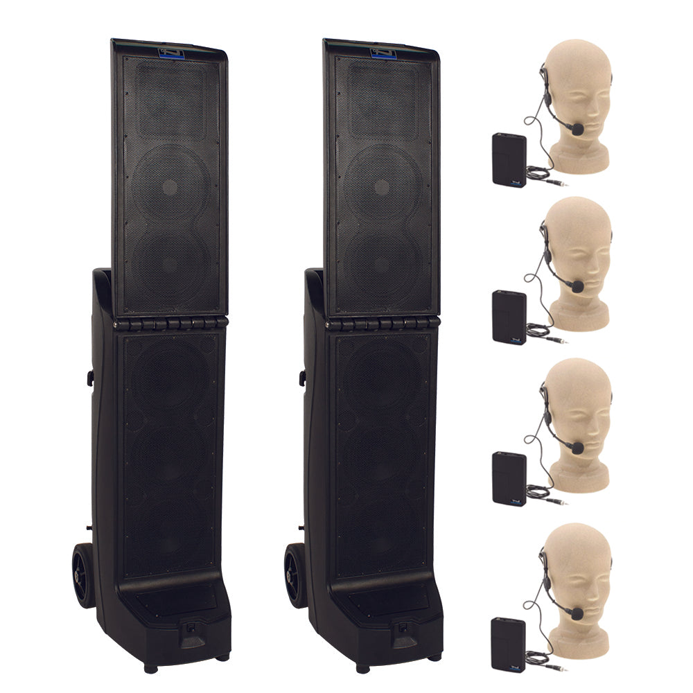 Anchor Audio Bigfoot Pair (XU4,R) Anchor Air Wireless PA System with 4 Microphones - Perfect for Outdoor Events, Weddings, and Public Speaking