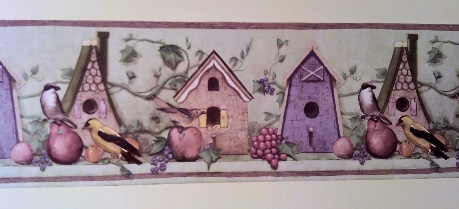 Decorative Birdhouses & Gardening Themed Wallpaper Border - 41776460 | Nature-Inspired Home Decor for Living Rooms, Bedrooms & Nurseries