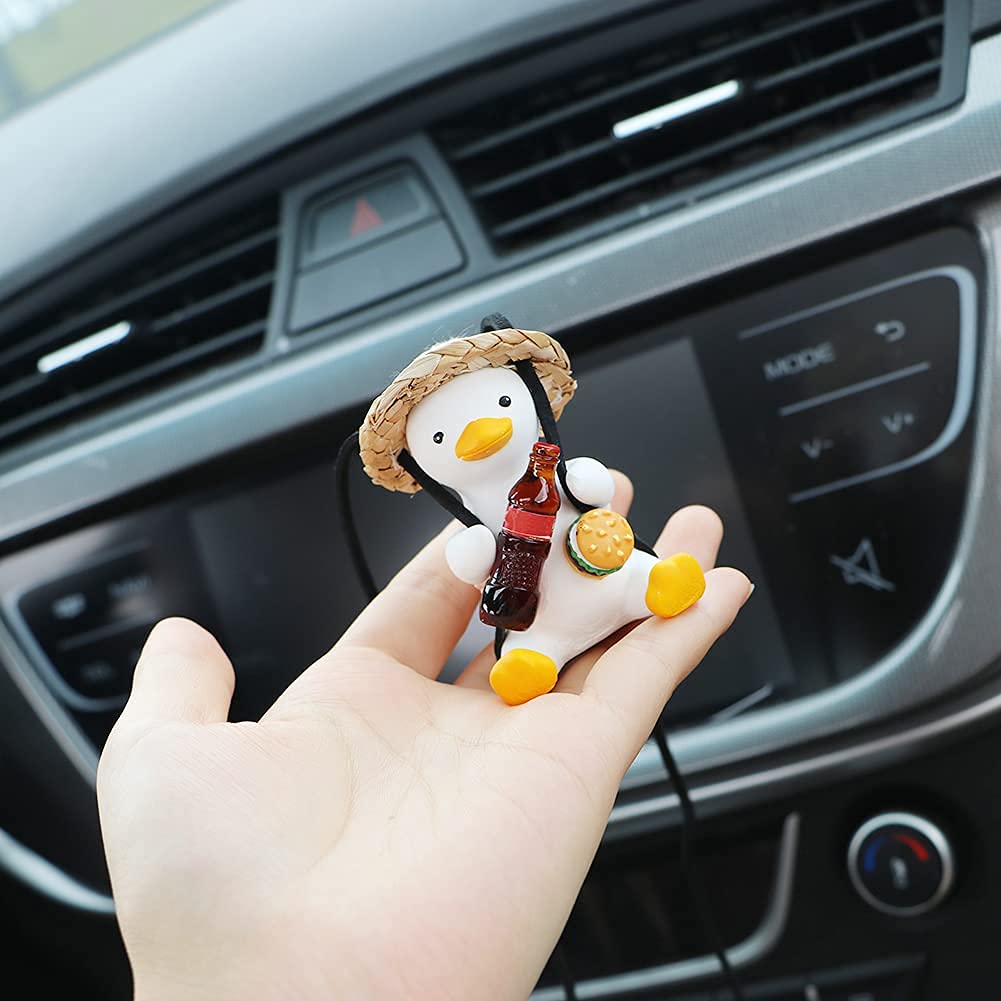 Cute Swing Duck Car Mirror Pendant Decor - Fun Rearview Mirror Hanging Ornament for Women & Men - Perfect Car Accessory Gift (Cola Style) - Great for Road Trips & Daily Commutes
