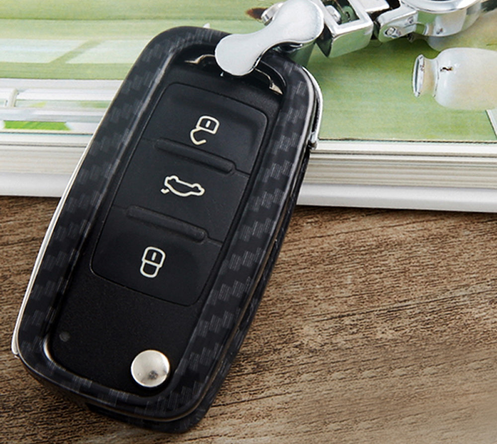 Premium Carbon Fiber Key Fob Shell Case Cover for Volkswagen VW Golf GTI R32 Jetta Rabbit Passat Beetle Polo - Durable & Lightweight Replacement Key Fob Housing (Perfect for Car Enthusiasts & Daily Protection)