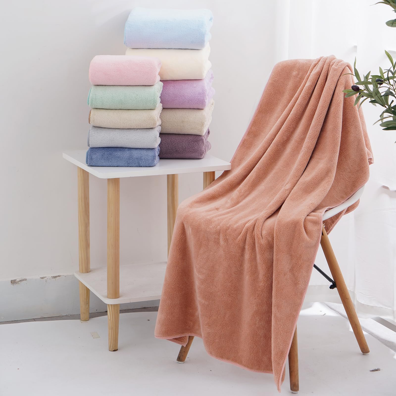 2-Pack Quick-Dry Microfiber Bath Towels - Ultra Soft & Highly Absorbent Shower Towel Set for Gym, Travel & Beach (Coral) - Perfect for Home, Spa & Swimming Pool Use