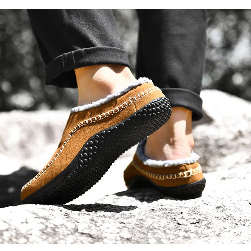 Angryapple Soft Plush Men's Slippers - Warm Non-Slip Moccasins for Indoor/Outdoor Use - Perfect for Home, Hiking & Casual Wear