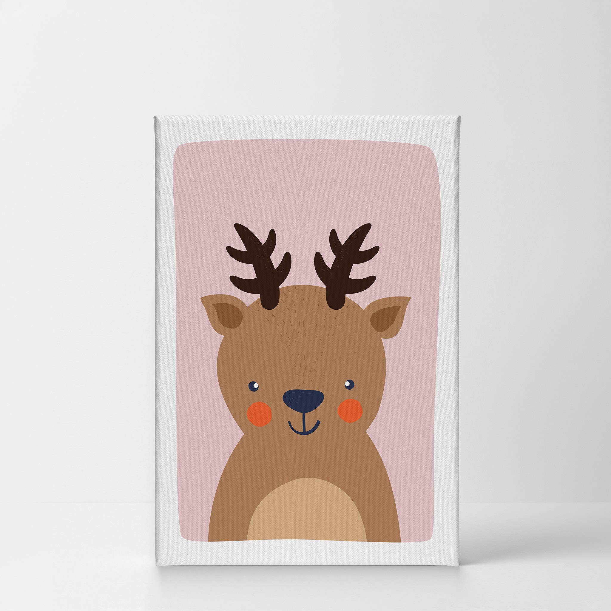 Cute Deer Pink Background Canvas Print - Kids Room Decor, Nursery Wall Art, Baby Room Decoration - Ready to Hang 40x30 Inches - Made in USA | Perfect for Children's Bedroom, Playroom & Nursery Decor