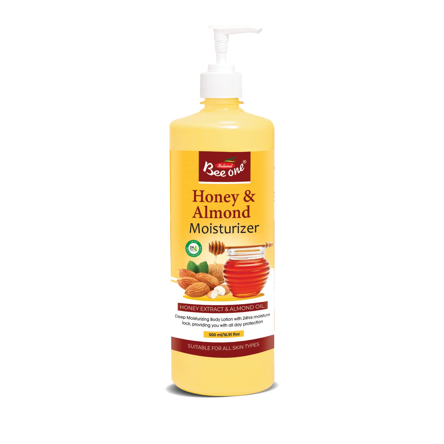 BEE ONE Honey Almond Moisturizing Lotion - 500ml Deep Hydration for Dry Skin | Perfect for Daily Use, After Shower & Winter Care