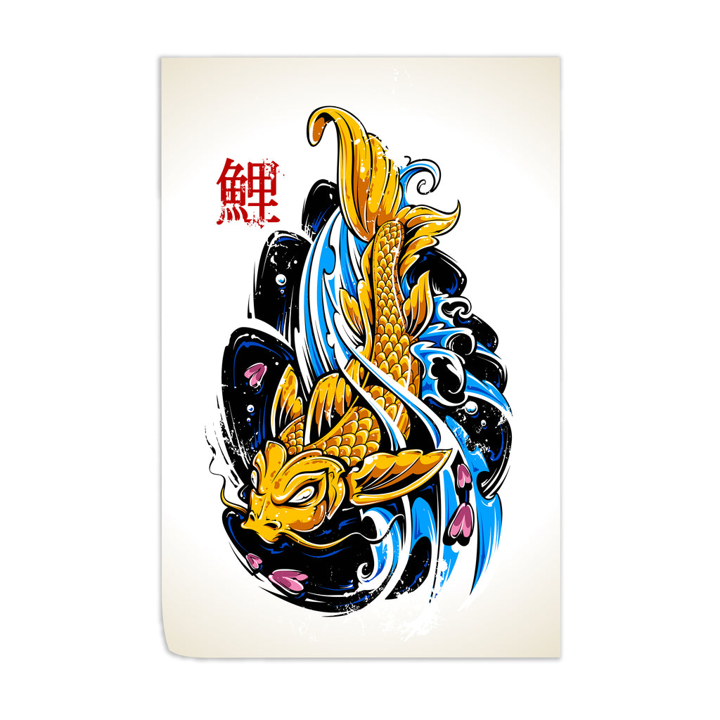 Angry Koi Fish Wall Art Decor - Japanese Style Canvas Painting for Living Room, Bedroom & Office - Perfect for Home & Office Decoration
