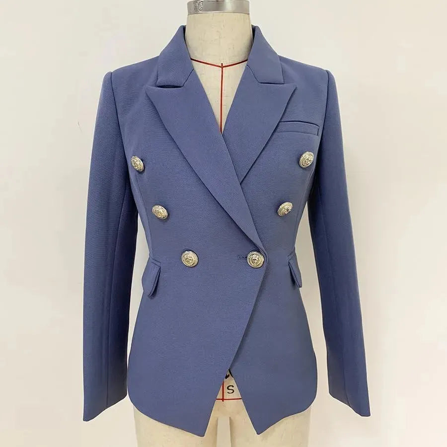 Stylish Double Breasted Blazer for Women - Casual Solid Color Jacket - Perfect for Office, Business Meetings & Smart Casual Outfits