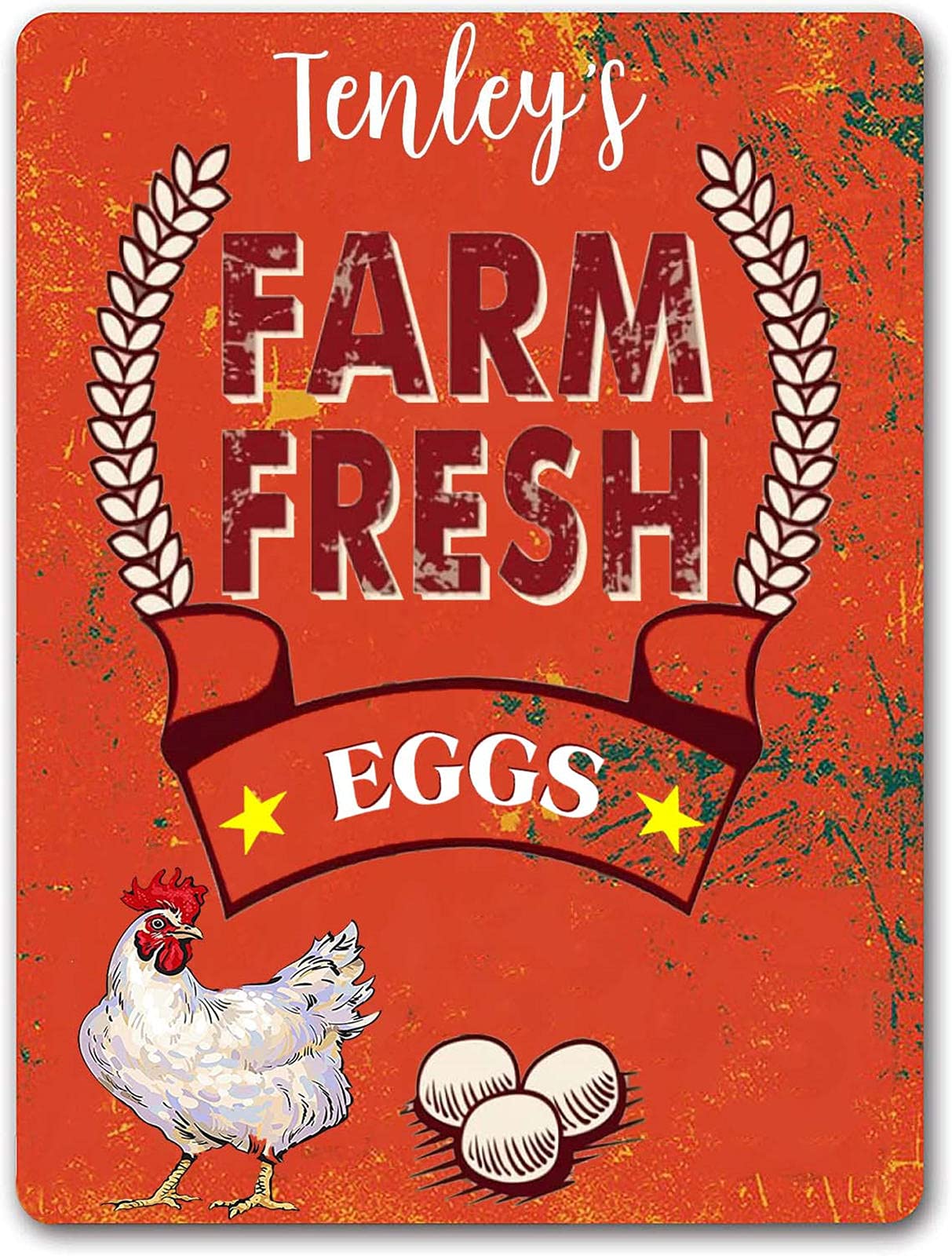 Personalized Farm Fresh Eggs Sign - Rustic Chicken & Rooster Decor for Kitchen, Farmhouse - Perfect for Country Home, Cozy Kitchen & Farmhouse Style Decor