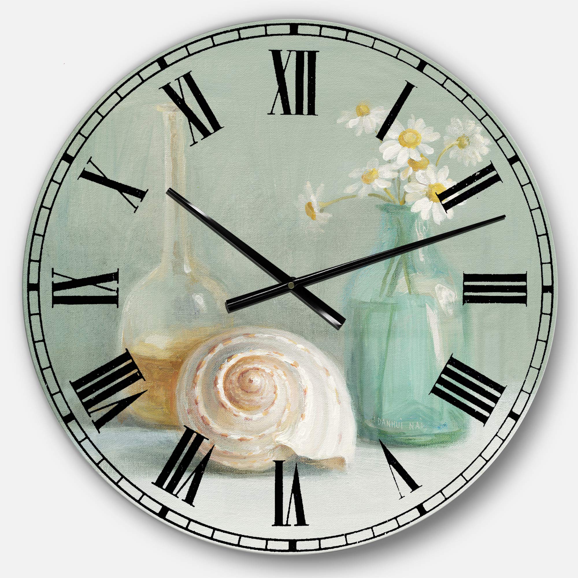 Designart Pastel Bath III Vintage Farmhouse Round Wall Clock - Metal Wall Art Decor for Living Room, Bedroom, Office & Home | Rustic Home Decor, Perfect Gift Idea for Housewarming & Holidays