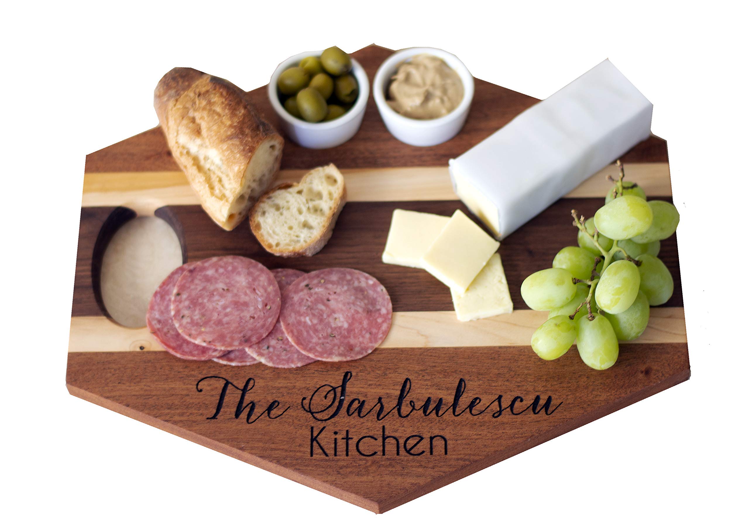 Personalized Handmade Hardwood Charcuterie Board & Cheese Serving Tray with 2 Ceramic Cups - Perfect for Wine Nights, Charcuterie Parties & Gourmet Gift Giving