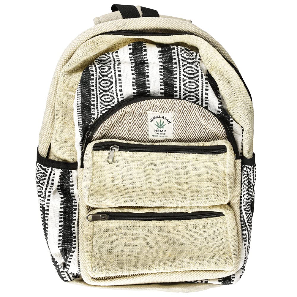 Himalayan Hemp Black & White Backpack - 11x16 Inch Eco-Friendly Laptop Bag for College, Travel & Work | Durable & Stylish Unisex Daypack