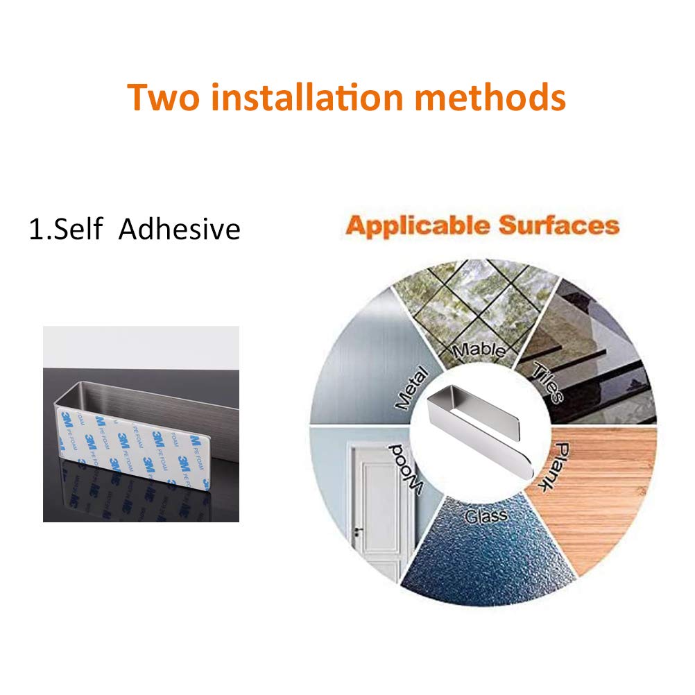 Stainless Steel Brushed Hand Towel Holder & Ring Set - Self Adhesive Bathroom & Kitchen Towel Bar (Pack of 2) - Perfect for Small Spaces, RVs, and Apartments