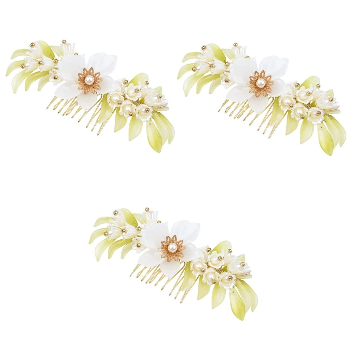 Beaupretty 3-Piece Handmade Vintage Leaf Hair Comb Set with Pearls - Elegant Bridal Hair Accessories for Weddings, Prom & Special Occasions | Perfect for Updos, Half-Up Styles & Boho Looks
