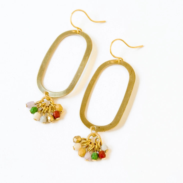 Stylish Long Light Oval Brass Earrings for Women - Elegant Dangle Hoop Earrings for Party, Wedding & Everyday Wear