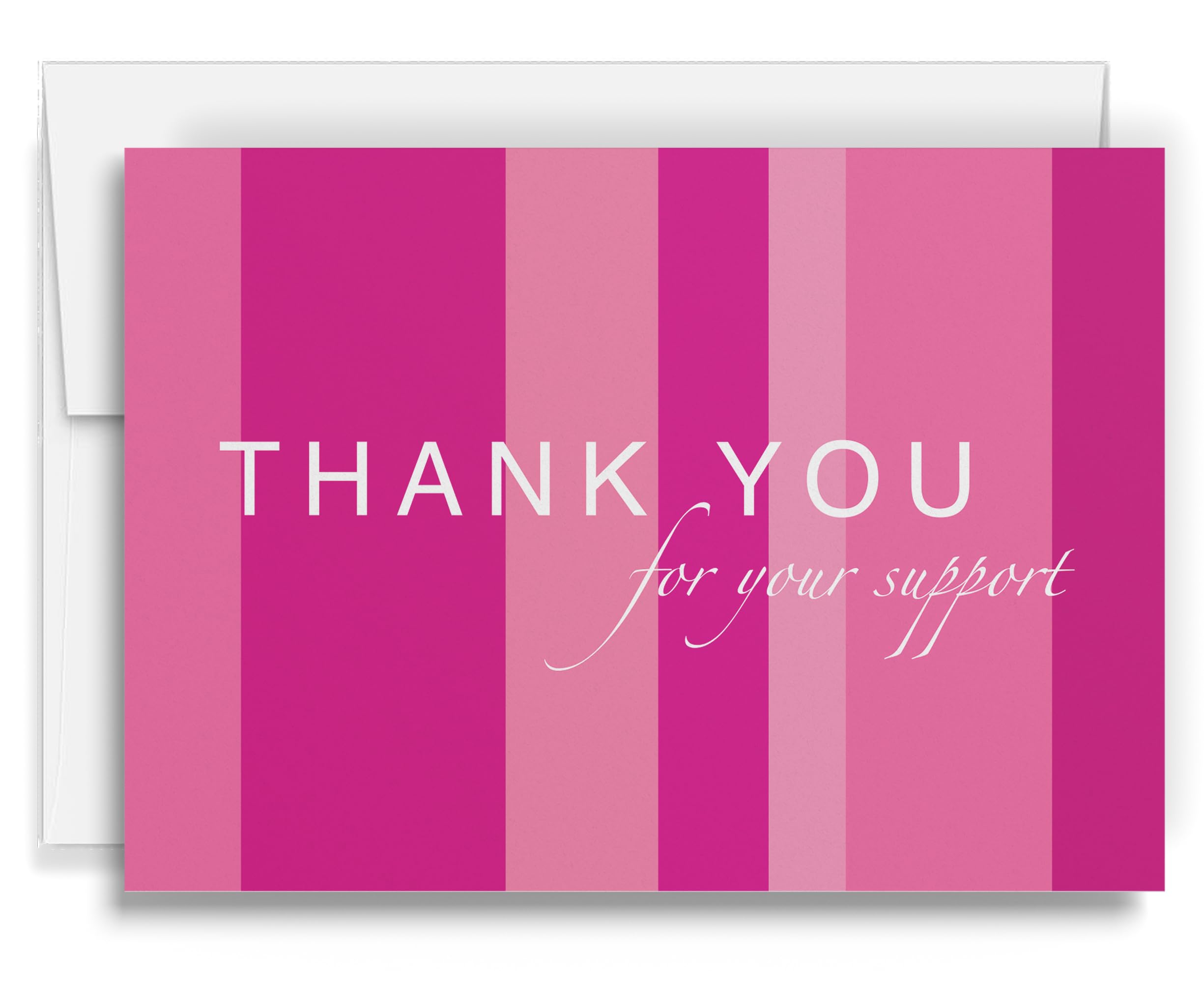 20 Pink Ribbon Breast Cancer Support Thank You Cards - Hot Pink Charity Event Cards for Awareness Walks & Runs - Jenna by Two Poodle Press | Perfect for Survivor Gifts, Fundraisers & Support Groups