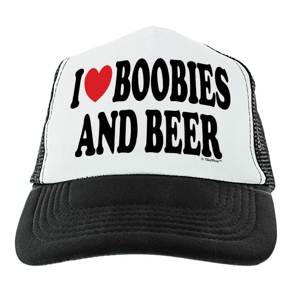 Funny I Heart Boobies and Beer Trucker Hat - Humorous Gag Gift for Men - Adult Novelty Hat - Perfect for Parties, Bachelorette Gifts & Casual Wear