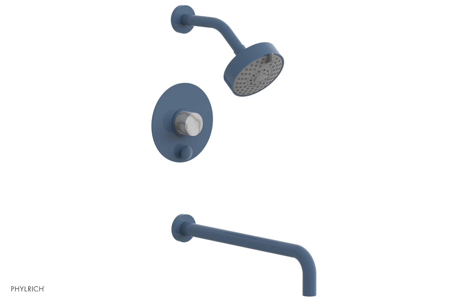 BASIC II 14 Pressure Balance Tub and Shower Faucet Set - White Marble Finish for Bathroom & Shower Installation (Model 230 28 14) | Perfect for Modern Home Renovation & Spa-Like Experience