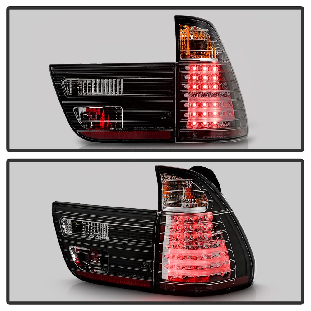 ACANII Black Housing LED Tail Lights Brake Lamps Pair Set for 2000-2006 BMW X5 E53 - Replacement Driver & Passenger Side - Enhance Style & Night Visibility for Safe Driving