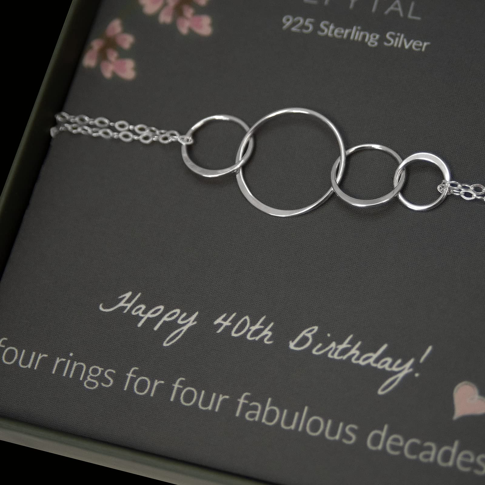 EFYTAL 40th Birthday Gifts for Women - 925 Sterling Silver 4 Circle Ring Bracelet, Elegant Jewelry for Sister, Mom, Wife - Perfect 40 Year Old Birthday Present for Parties, Anniversaries & Special Occasions