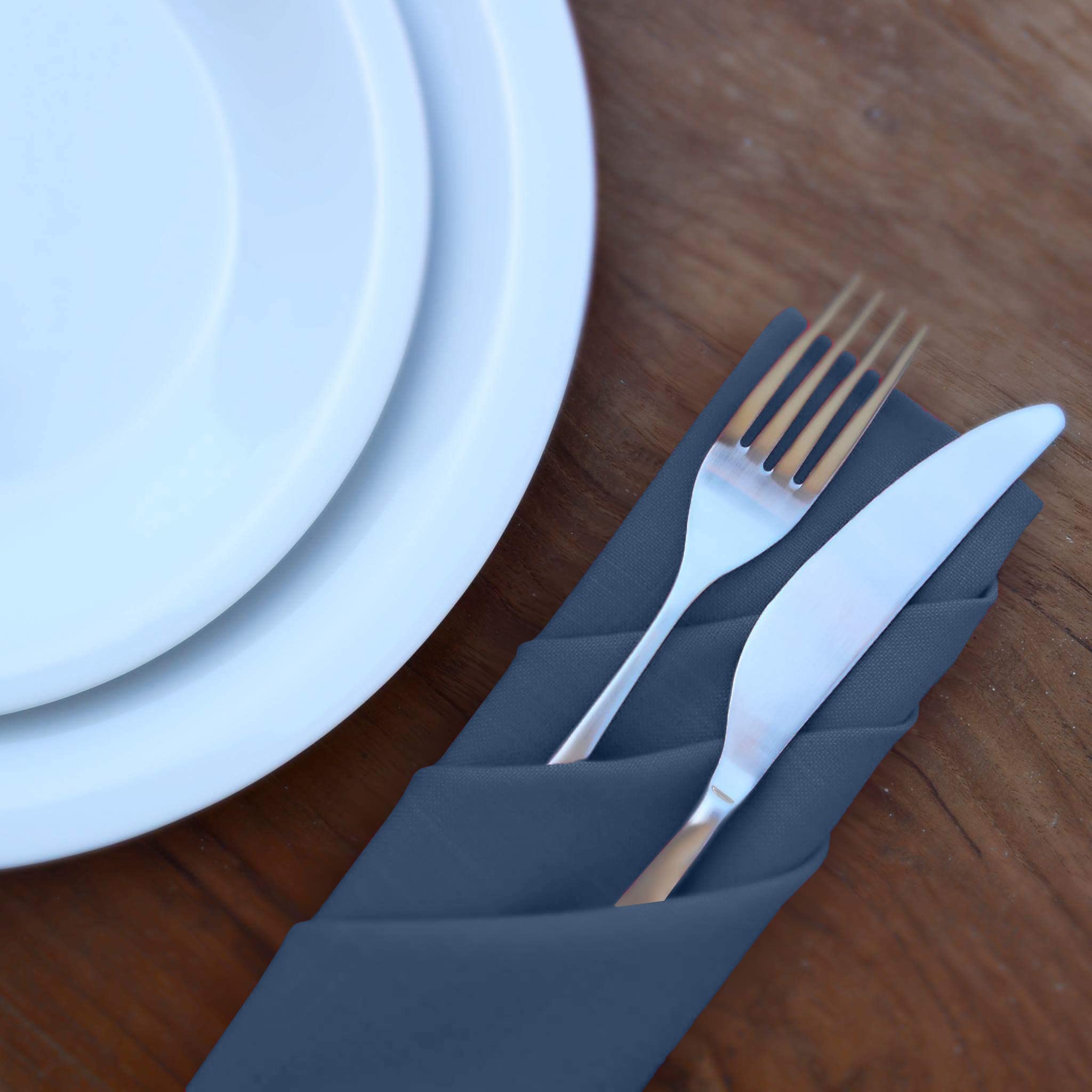 Premium 12-Pack 18x18 Inch Cotton Blend Cloth Napkins - Soft, Durable & Absorbent Washable Dinner Napkins for Restaurants, Weddings, Parties & Everyday Use - Navy Blue Table Linens for Elegant Dining & Special Occasions