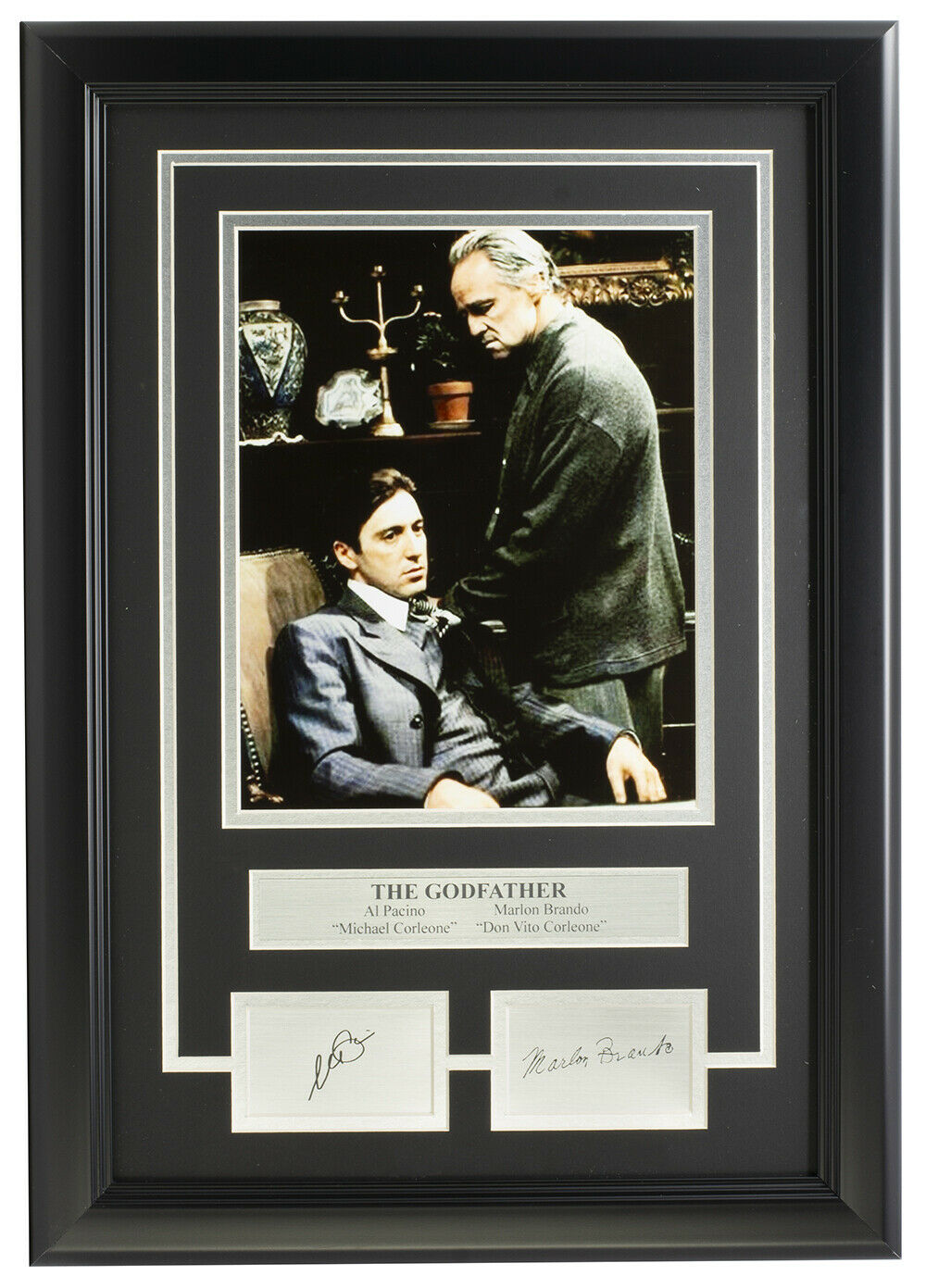 The Godfather Framed 8x10 Photo - Al Pacino & Marlon Brando with Laser Engraved Signatures | Classic Movie Memorabilia, Italian Mafia Decor, Film Collector's Gift