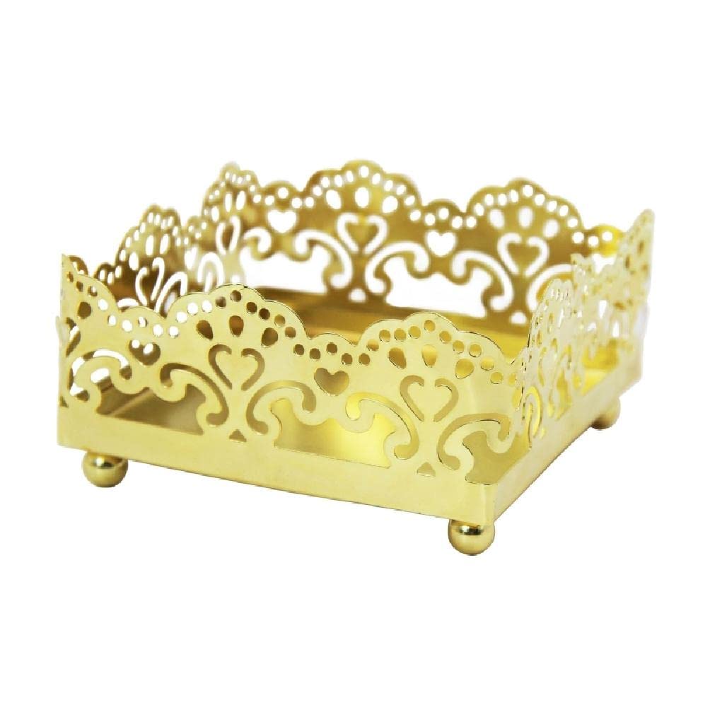 YANMAN Vintage Gold Wrought Iron Lace Candle Holder - Elegant Hollow Design for Home Decor, Wedding & Party Decoration - Perfect Gift Idea for Living Room, Dining Table & Romantic Ambiance