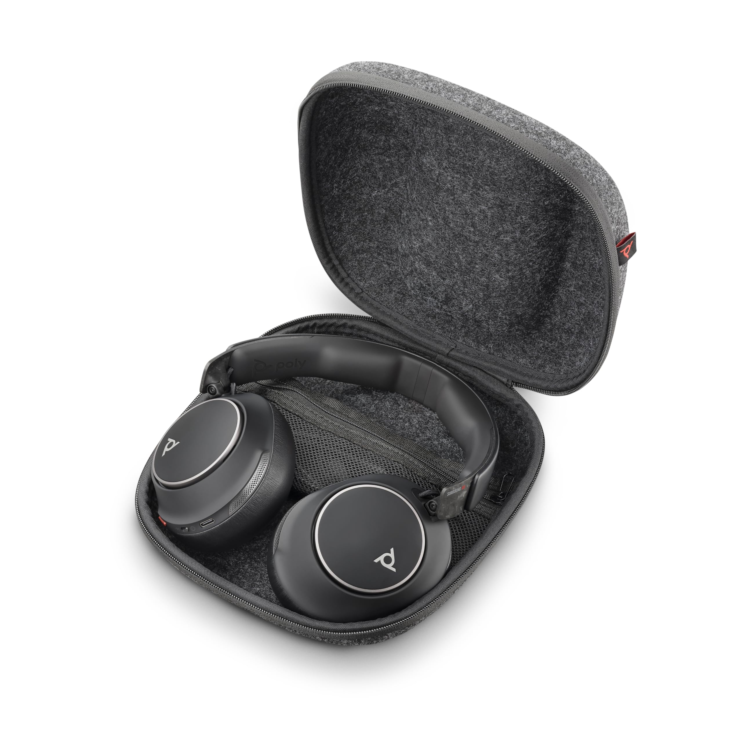 Poly Voyager Surround 80 UC Wireless Bluetooth Headset with Noise-Canceling Microphones & Adaptive ANC - Compatible with iPhone, Android, PC, Mac, Zoom, Microsoft Teams (Certified) - Ideal for Remote Work, Online Meetings & Gaming - Amazon Exclusive