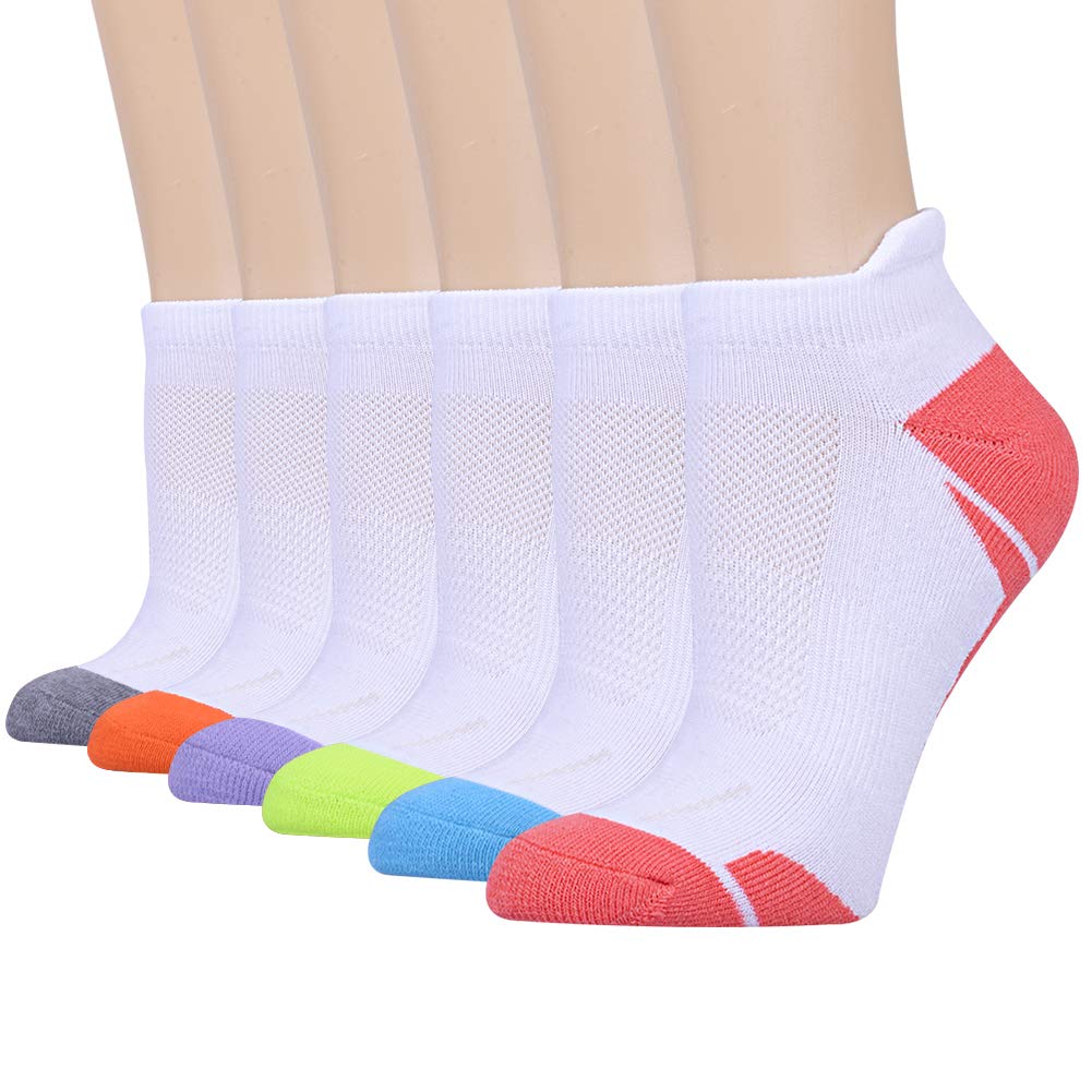 JOYNÉE Women's Athletic Running Socks - 6 Pack Low Cut Cushioned Sports Socks for Women, Breathable & Comfortable, Size 9-11 (White) - Perfect for Jogging, Gym Workouts & Everyday Wear
