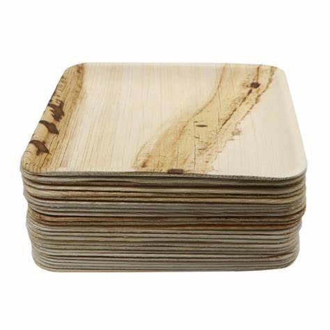 Eco-Friendly 10-Inch Square Biodegradable Areca Leaf Plates & Bowls - 25-Pack Bamboo-Style 3-Compartment Disposable Dinnerware for Parties, Picnics & Sustainable Dining