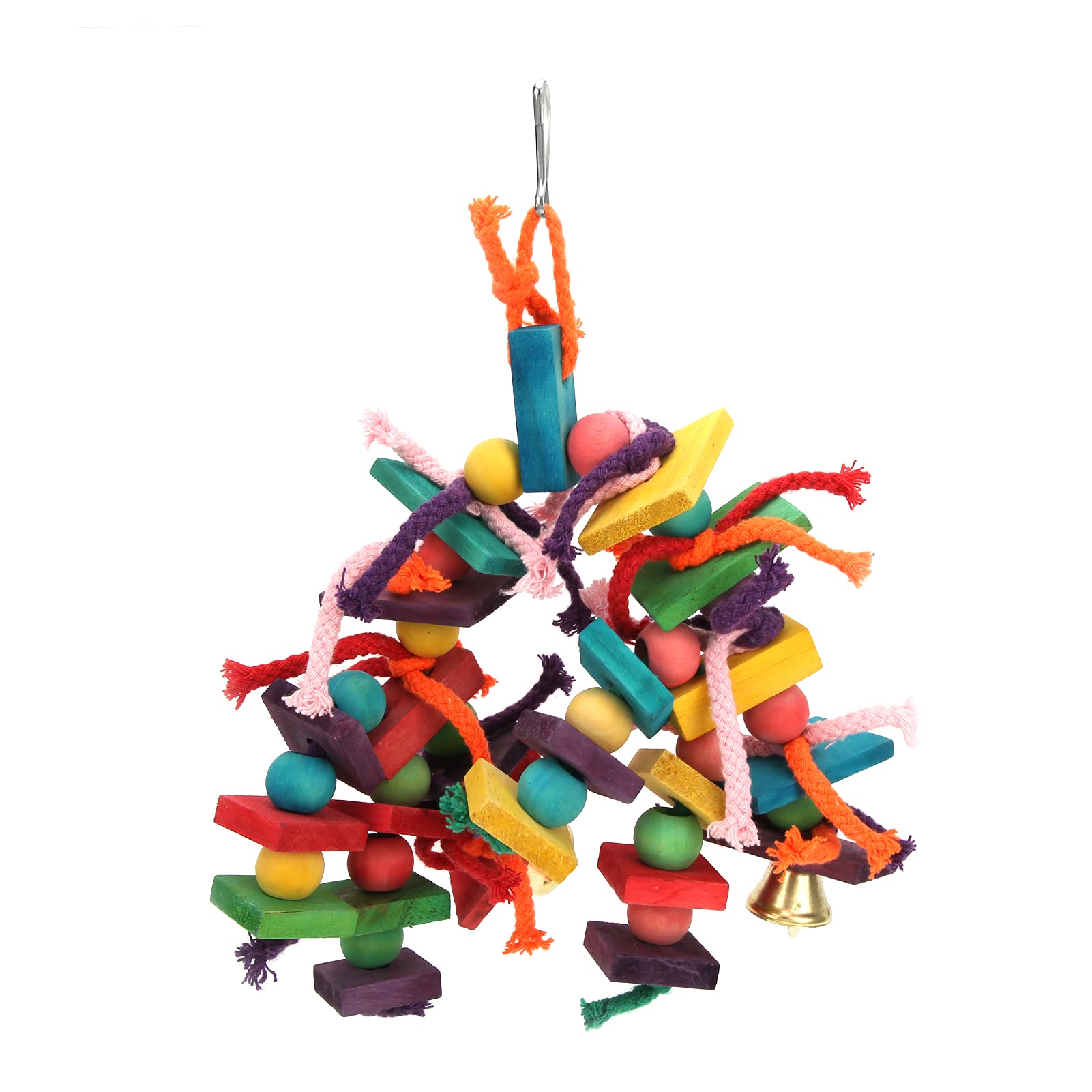 Parakeet Chew Toys for Small Birds - Natural Wooden Blocks with Thick Rope - Hanging Cage Accessories for Parrots, Cockatiels, Lovebirds - Perfect for Chewing, Playing & Stress Relief in Bird Cages