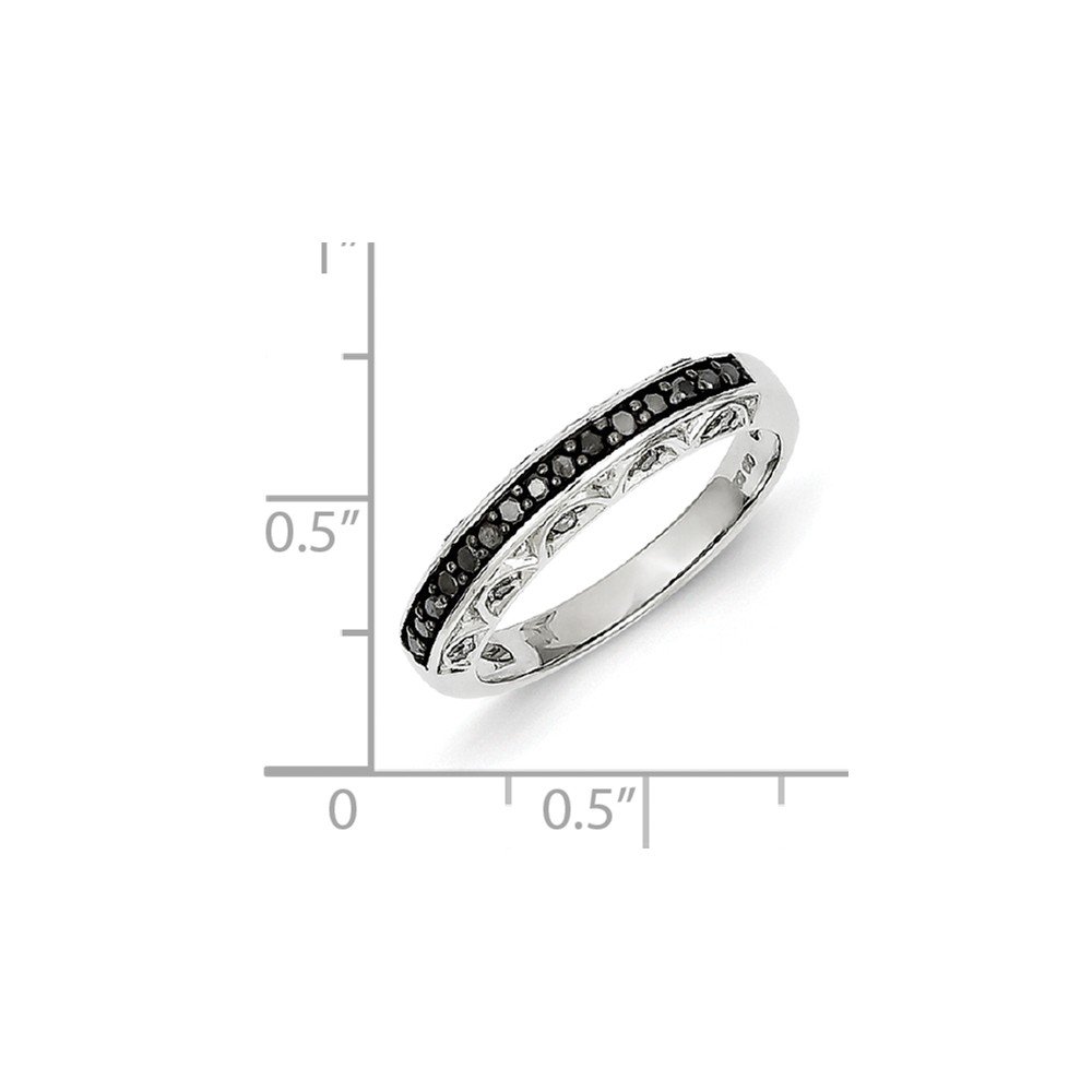 Diamond2Deal 925 Sterling Silver Black & White Diamond Ring (0.3ct) - Elegant Wedding Band, Anniversary Gift, or Everyday Luxury Jewelry for Women