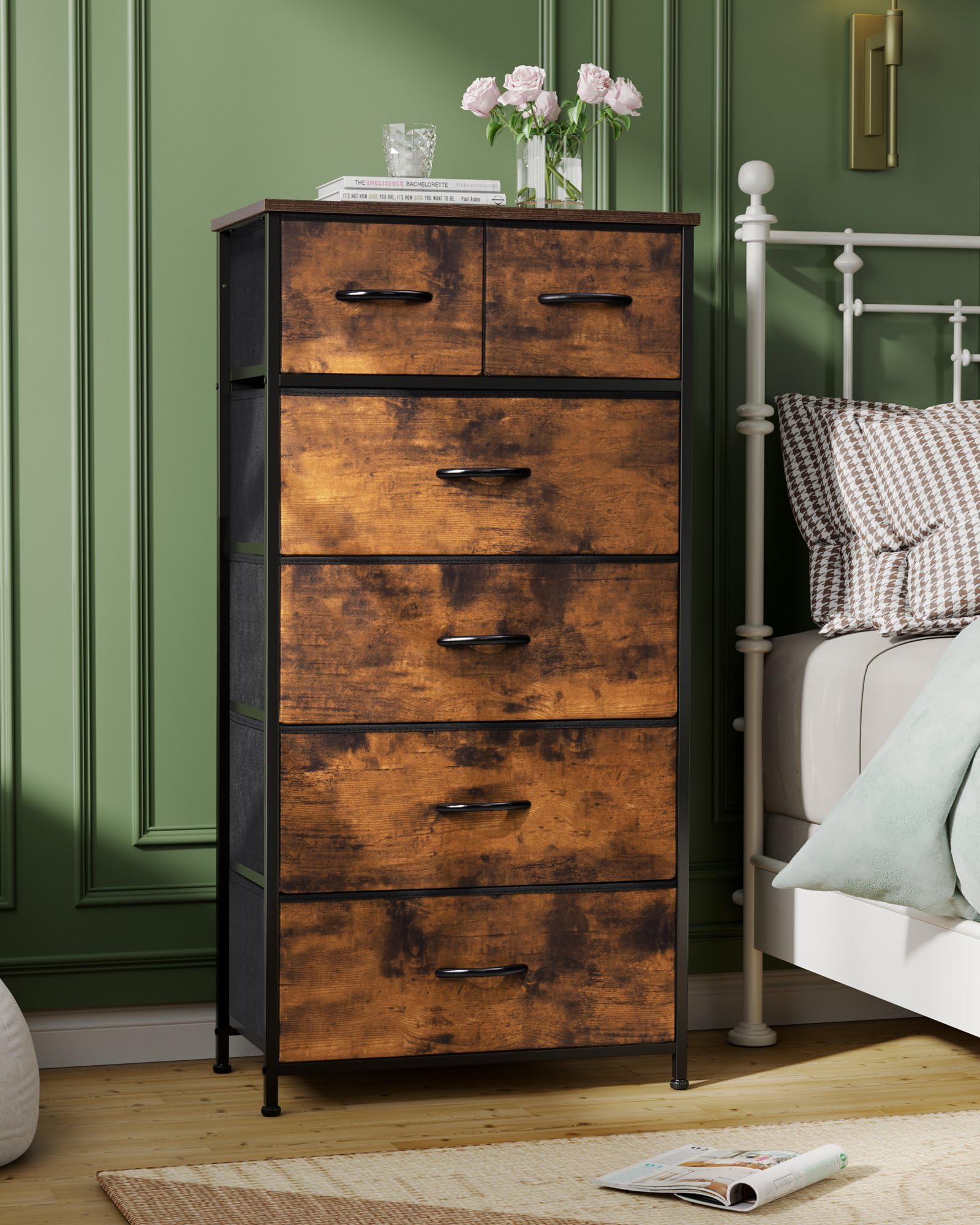 Crestlive Vertical Dresser Storage Tower - 6 Drawer Organizer for Bedroom & Closet