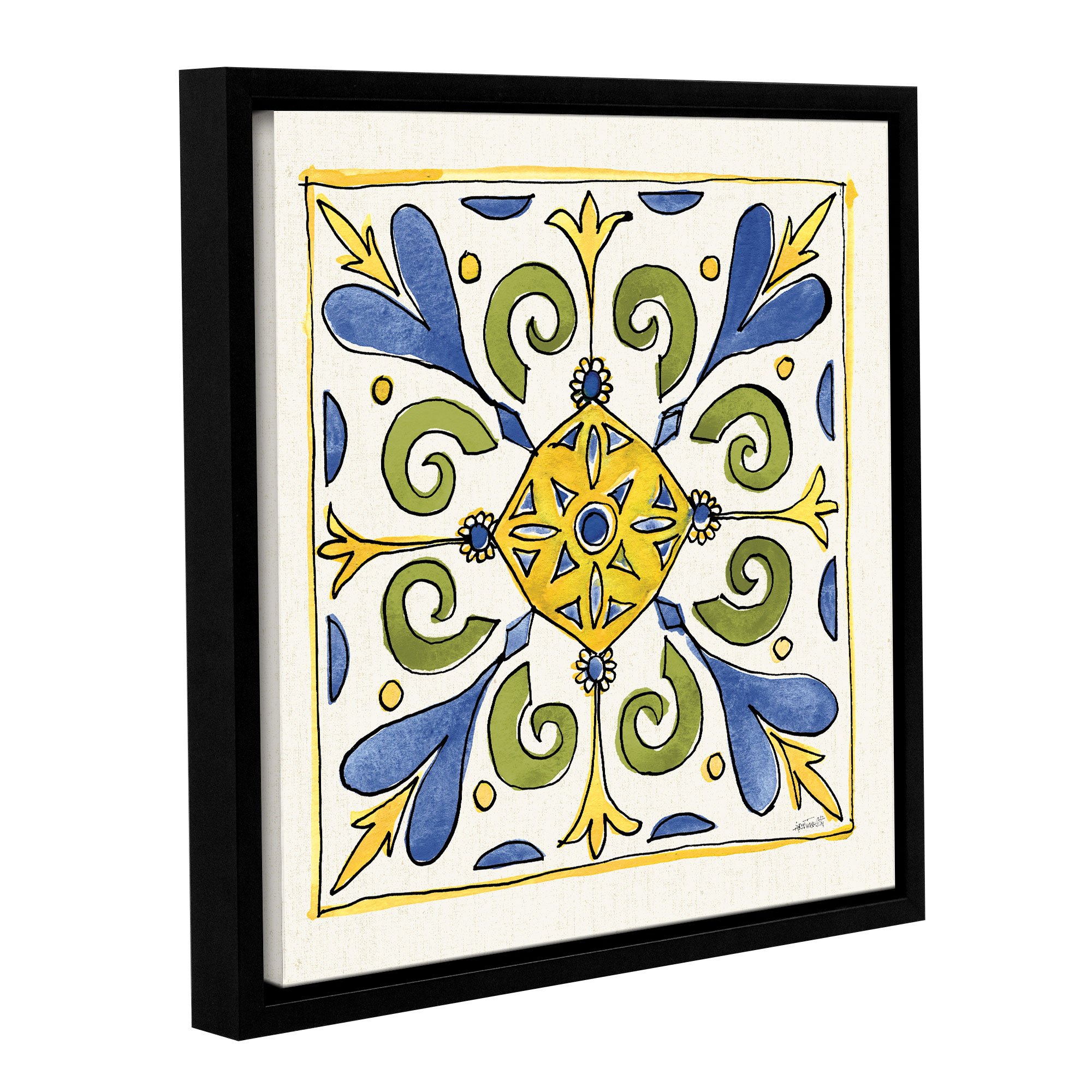 Anne Tavoletti 'Citron Tiles I' 18x18 Gallery Wrapped Canvas Art Print - Modern Abstract Wall Decor for Living Room, Bedroom & Office