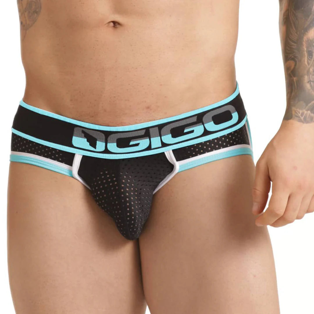 Gigo Versatile Mesh Briefs for Men - Breathable & Comfortable Underwear in Black/Blue - Perfect for Gym, Sports & Everyday Wear