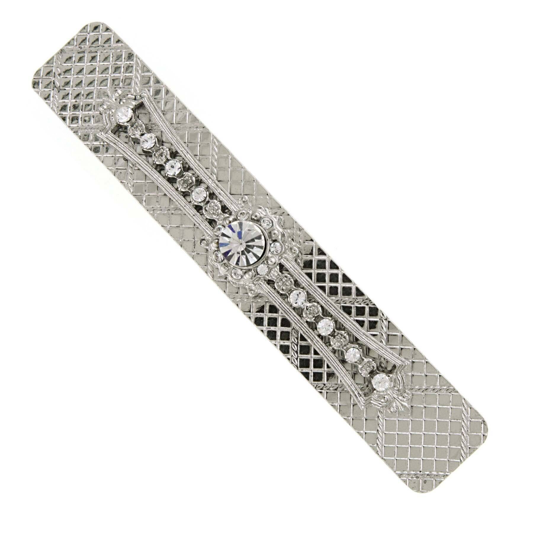 1928 Vintage Style Diamond Shaped Multi Crystal Hair Barrette Clip - Elegant Bridal, Wedding, Prom & Party Hair Accessory for Women