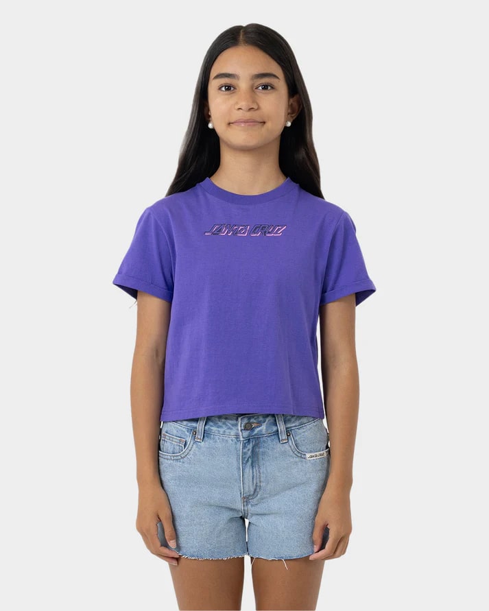 Santa Cruz Seeing Moon Dot Strip Girls Tee - Cute Graphic T-Shirt for Teen Girls - Perfect for Casual Wear, School, and Outings