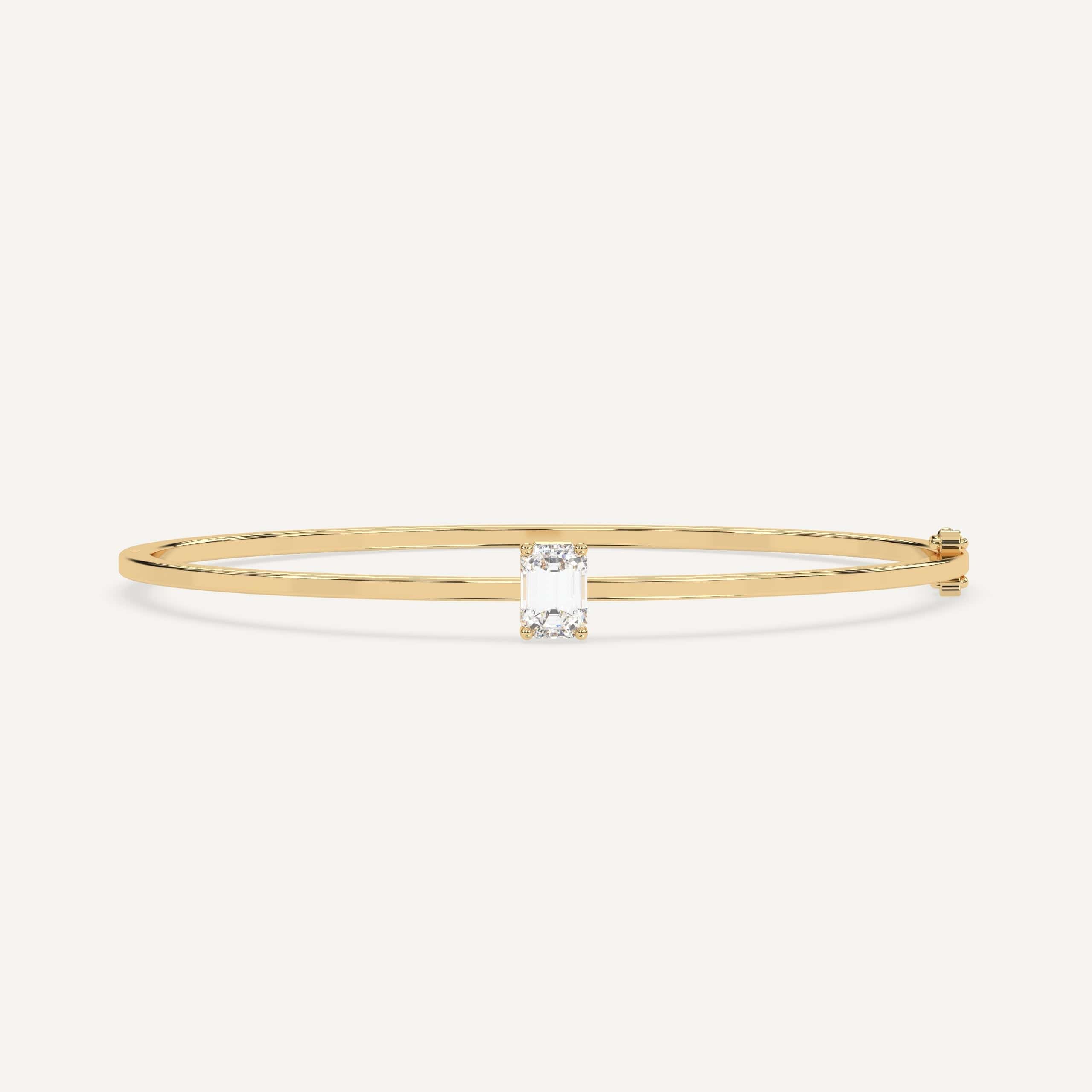 1 Carat Emerald Diamond Solitaire Bangle Bracelet for Women - Elegant 925 Sterling Silver Jewelry Gift for Anniversary, Wedding & Special Occasions