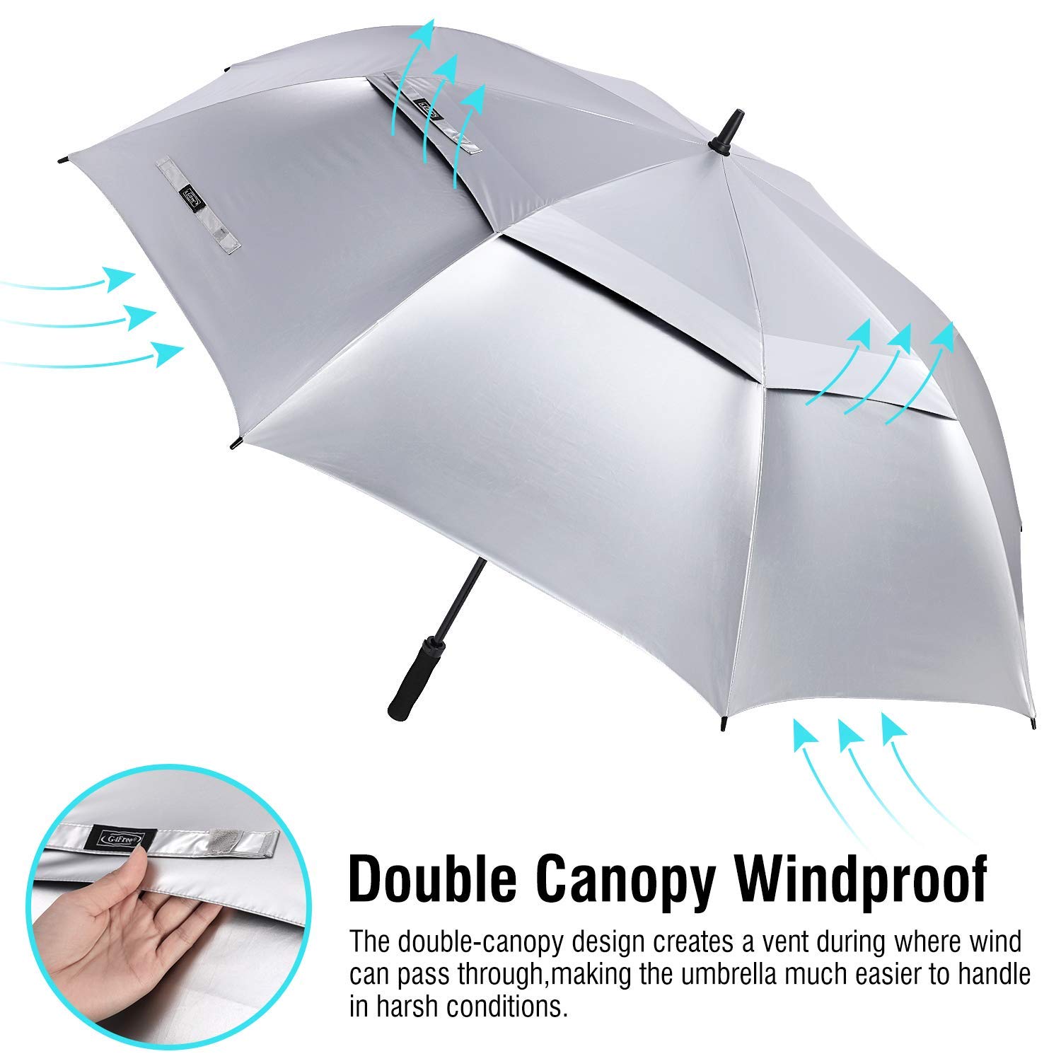 G4Free 68 Inch & 72 Inch UV Protection Golf Umbrella - Double Canopy Design for Rain & Sun Protection | Perfect for Golfers, Outdoor Sports & Daily Commute