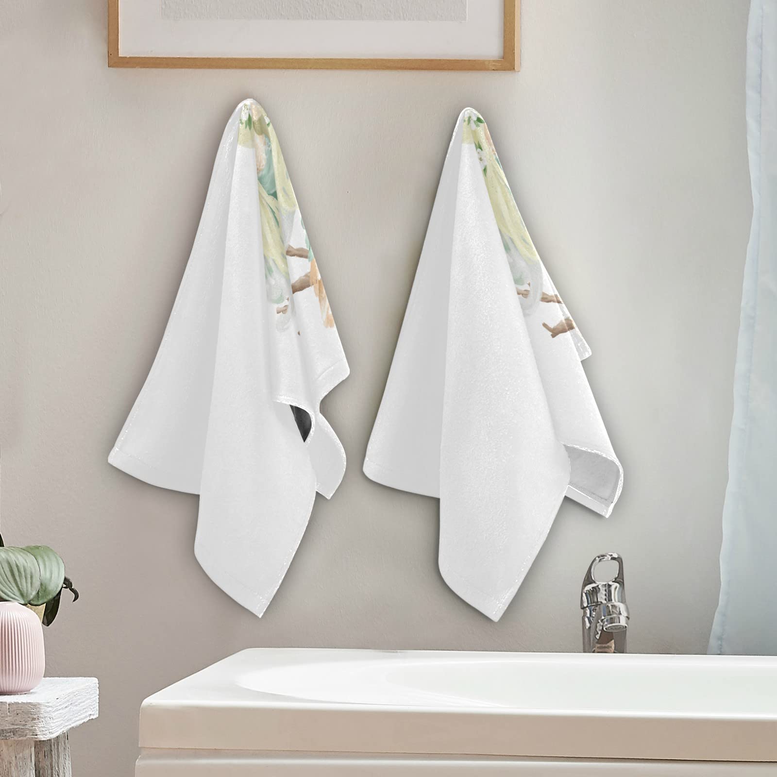 Fairy Bird Floral Bathroom Hand Towels - Soft Absorbent Bouquet Flower Wreath Kitchen Dish Towels for Home, Hotel & Spa | Perfect for Guest Use, Holiday Decor, Yoga & Gym Showers
